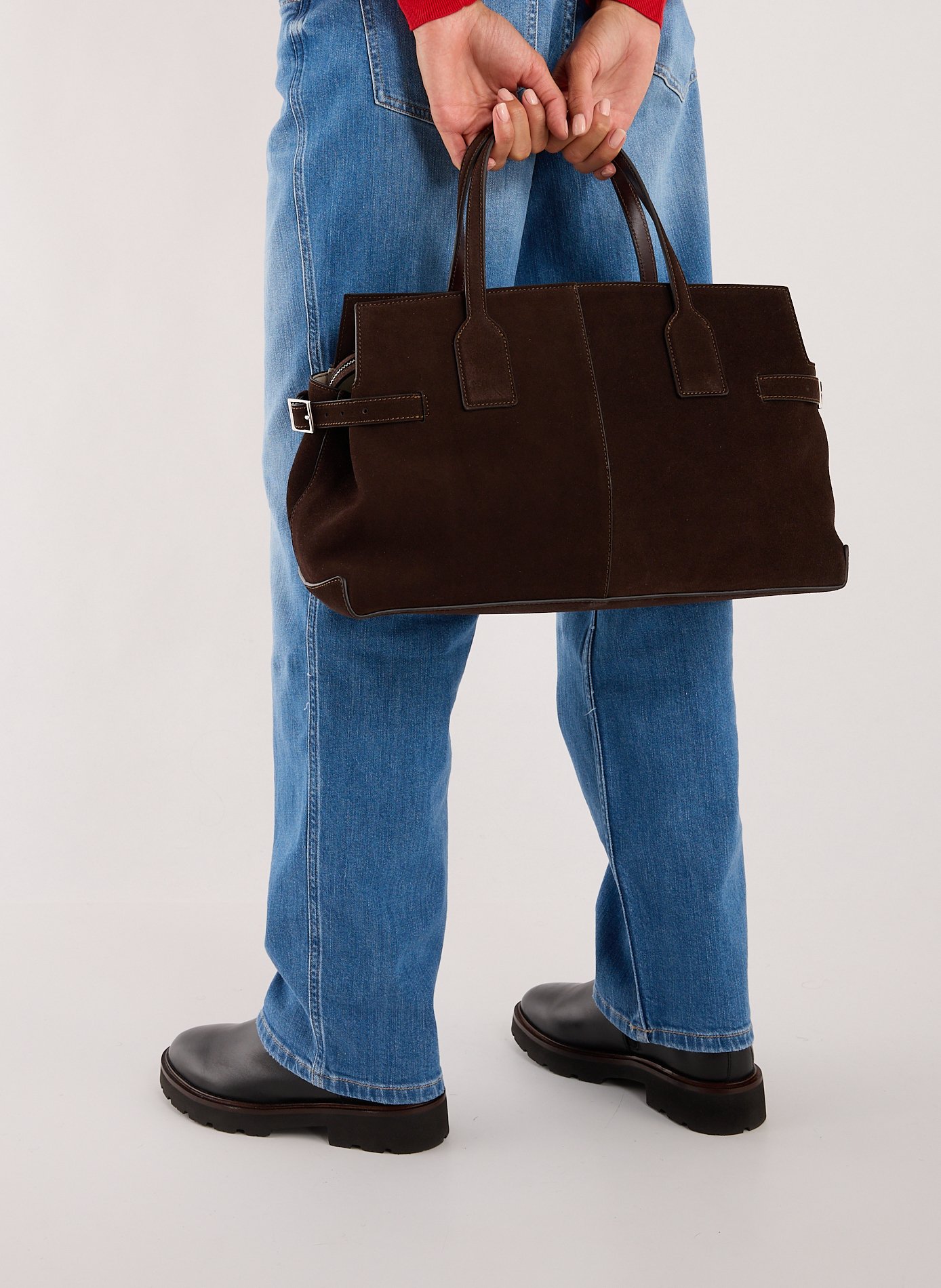 Lisa Suede Leather Bowler Bag FLATTERED Brown