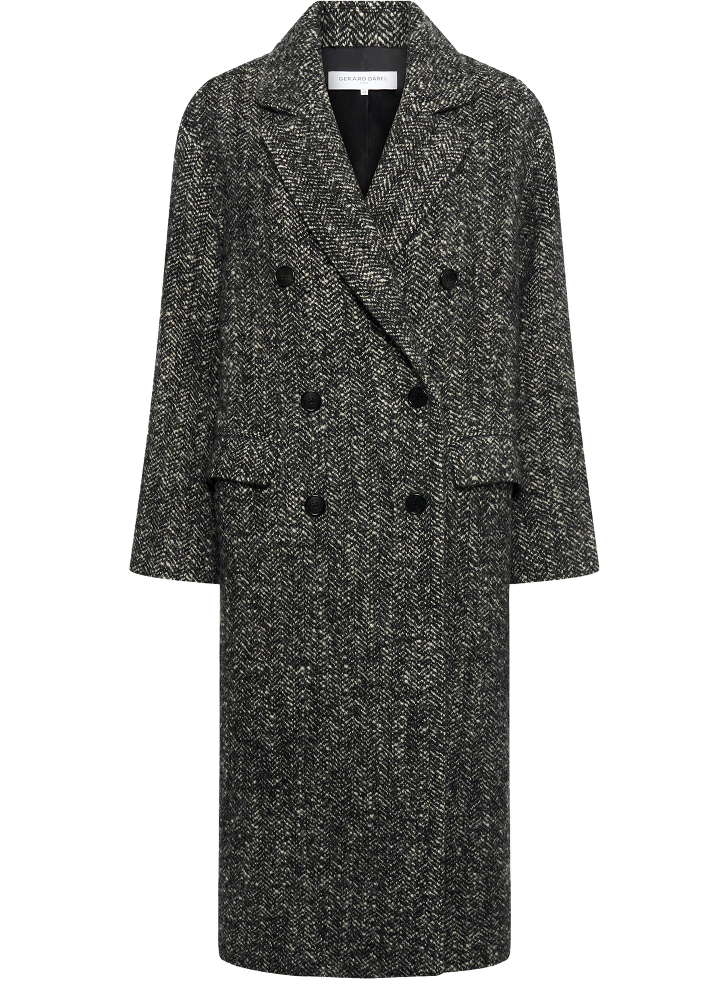 Manteau long croisé à chevrons - moly GERARD DAREL Noir