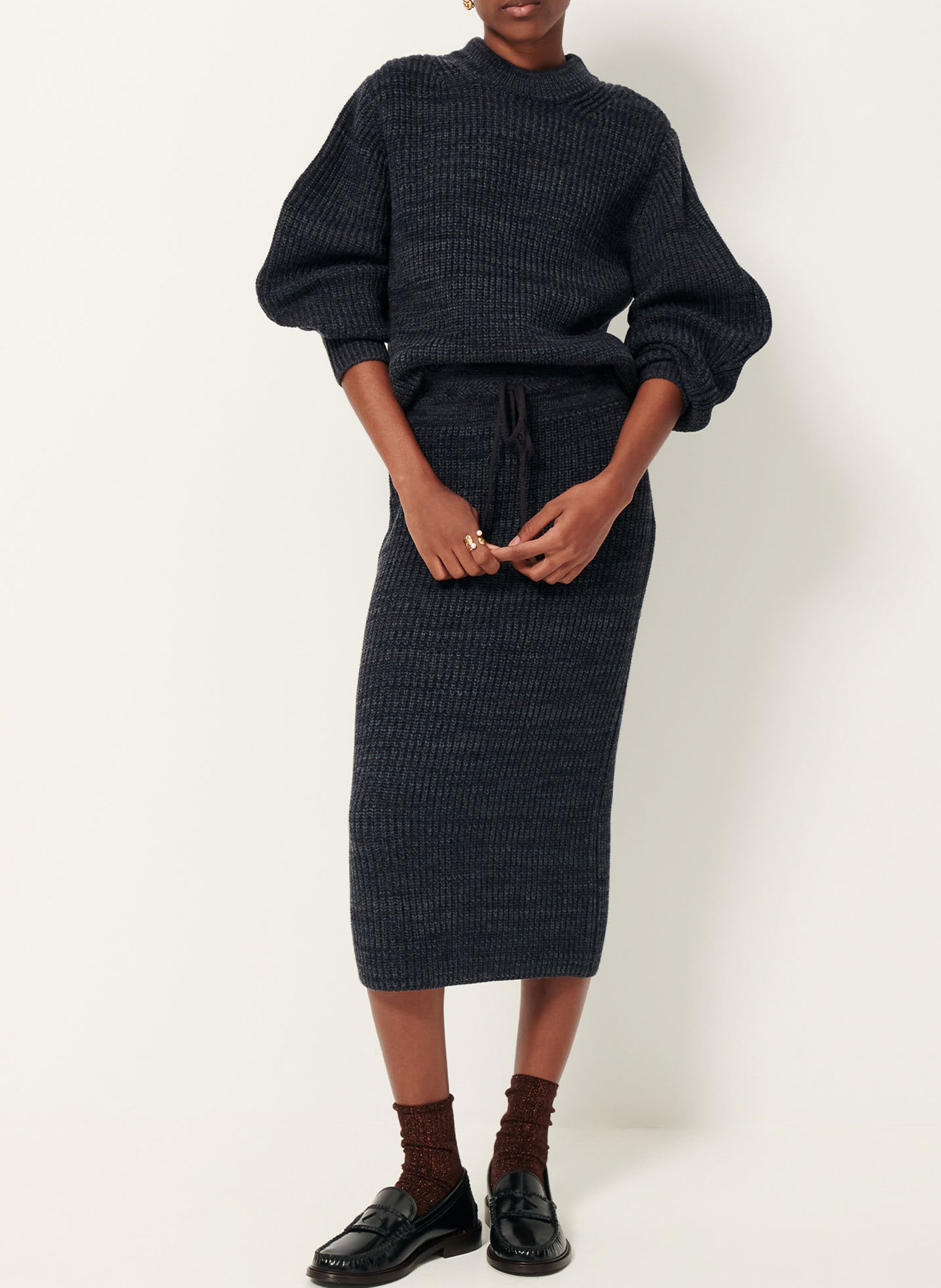 Jupe crayon en maille côtelée dégradée marliniu SESSUN Vert