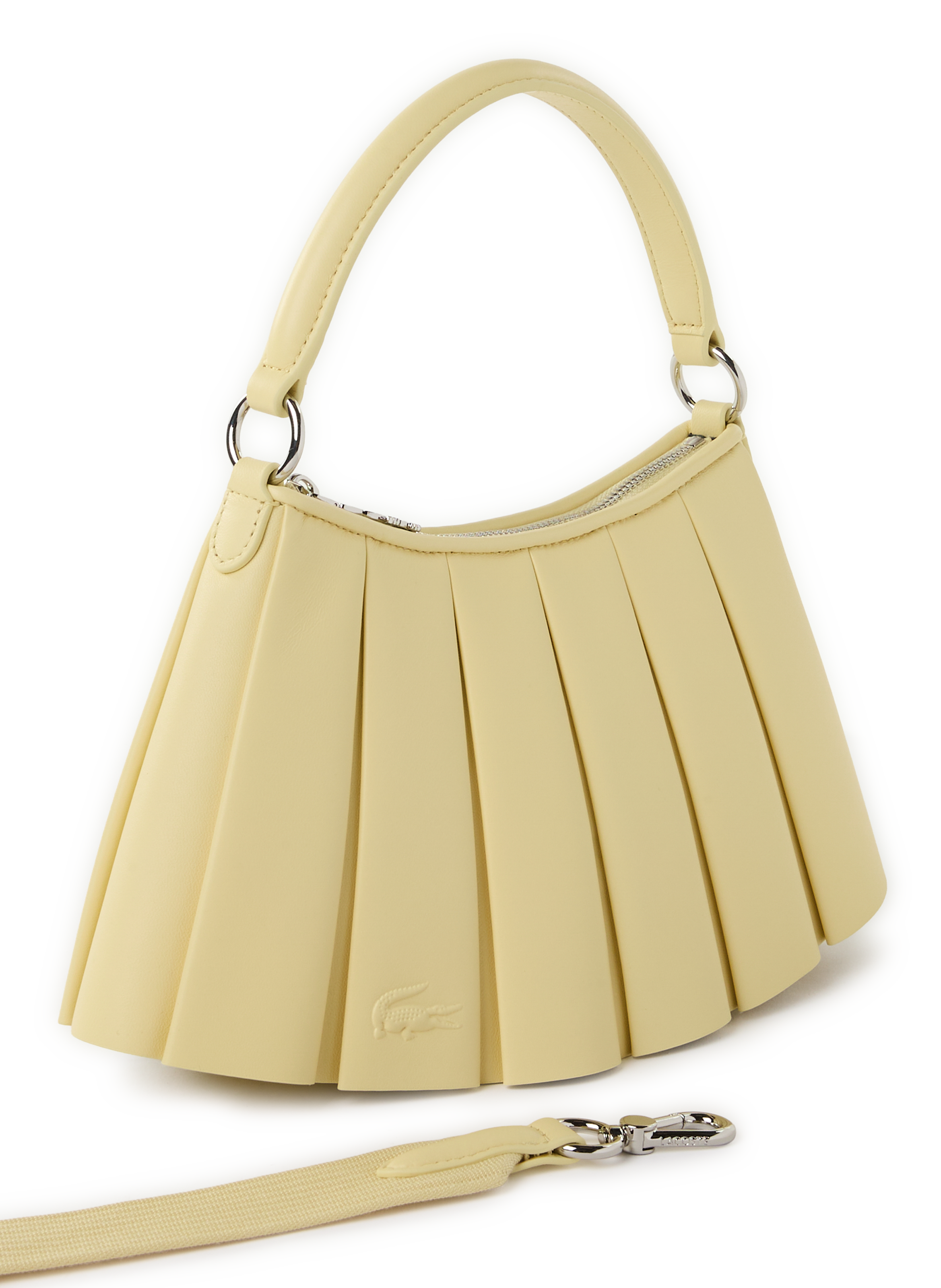 Sac moyen Lenglen plissé en cuir LACOSTE Beige