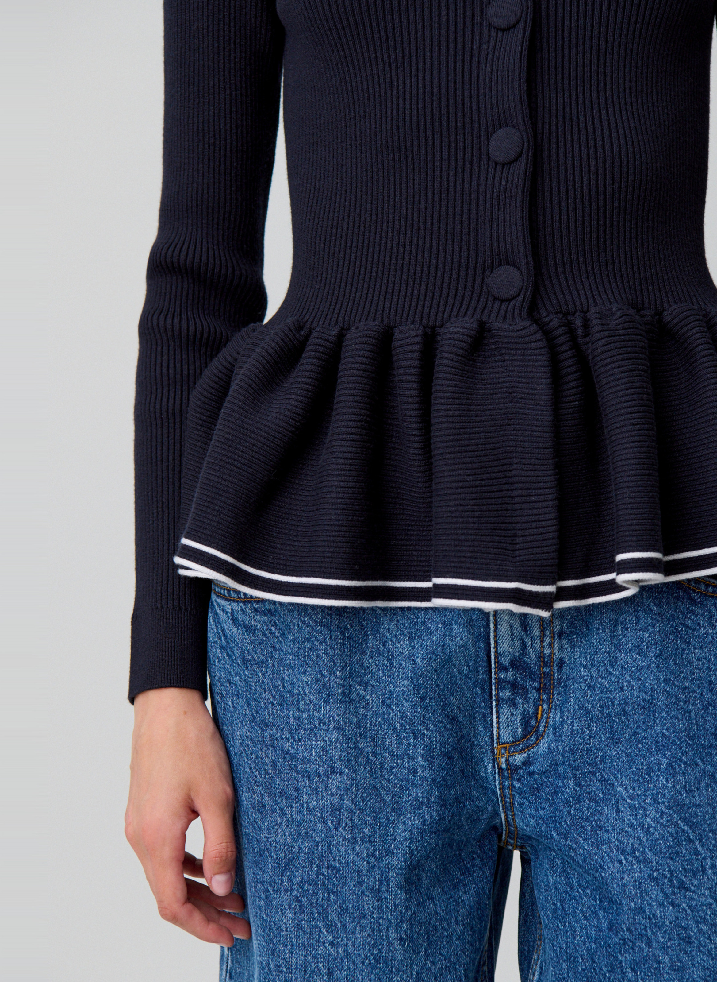 Cardigan côtelé moulant col rond mizuki CLAUDIE PIERLOT Bleu