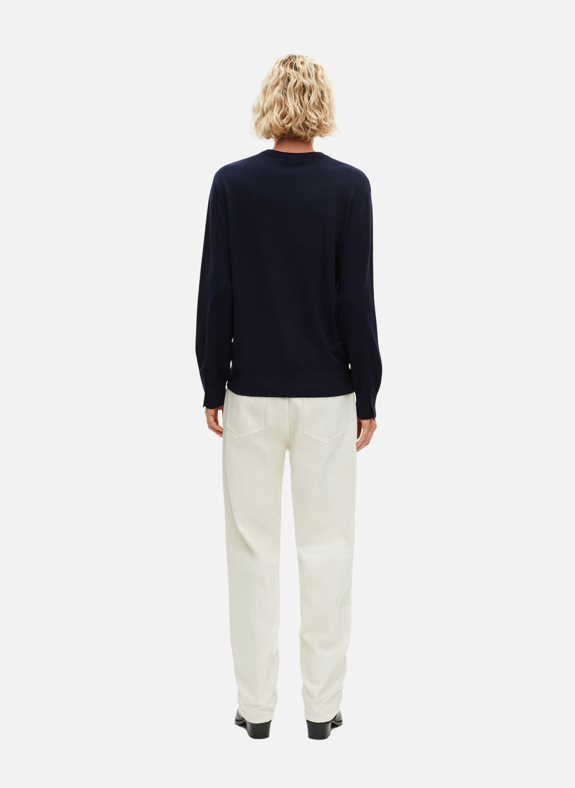 Pull col rond en laine mérinos THE KOOPLES Bleu