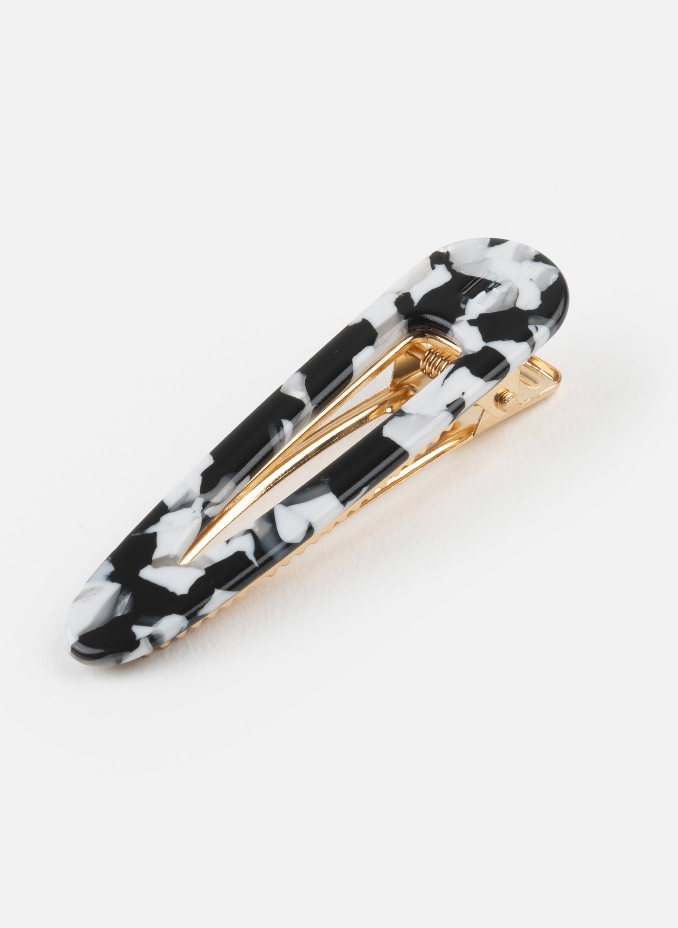 Barrette à cheveux triangle en acétate de cellulose et acier inoxydable KURAGE GINZA Noir