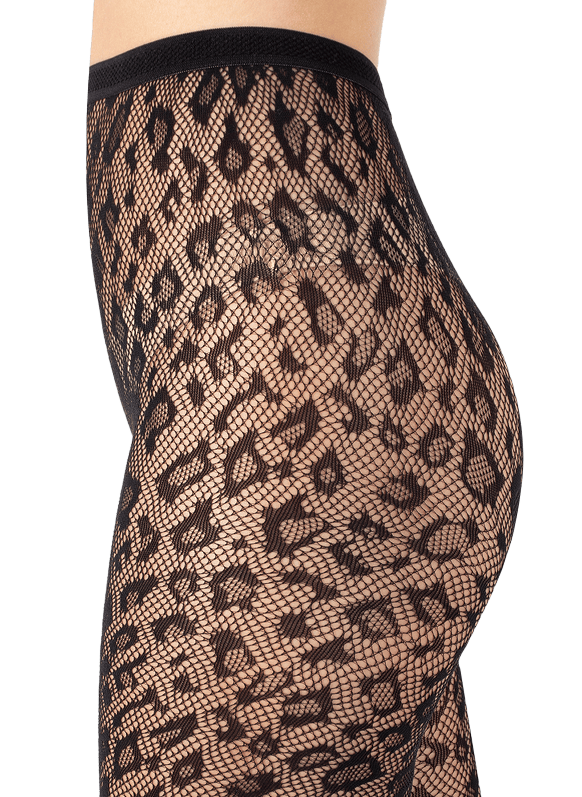 Leopard Fishnet Fashion Tights CETTE Black