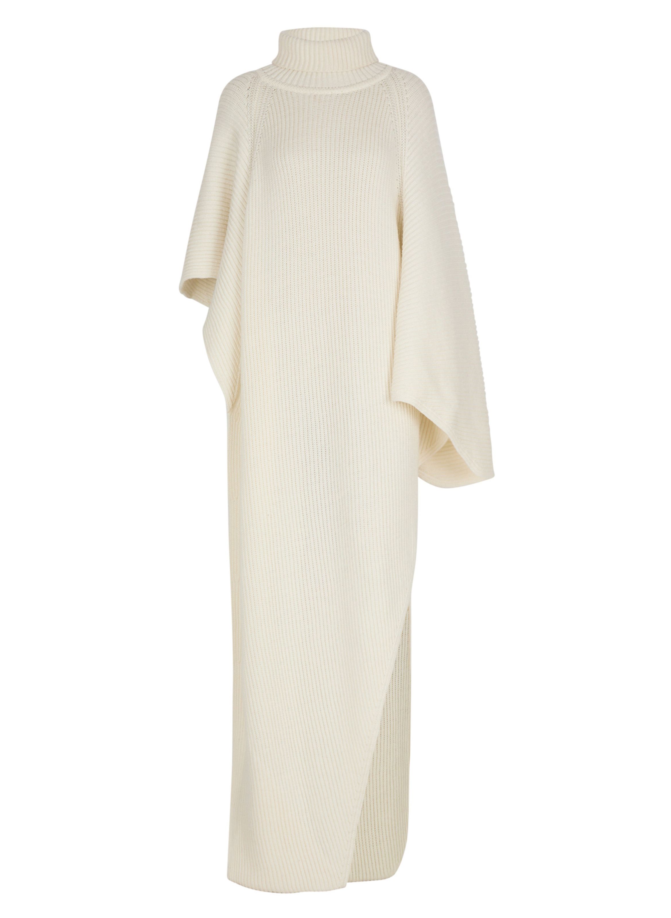 Cape en maille asymétrique BALMAIN Blanc