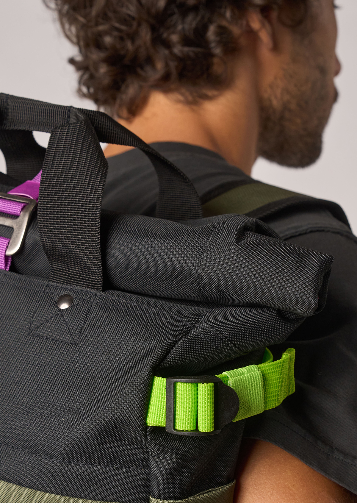 Sac à dos en polyester recyclé rolltop BILLYBELT Kaki