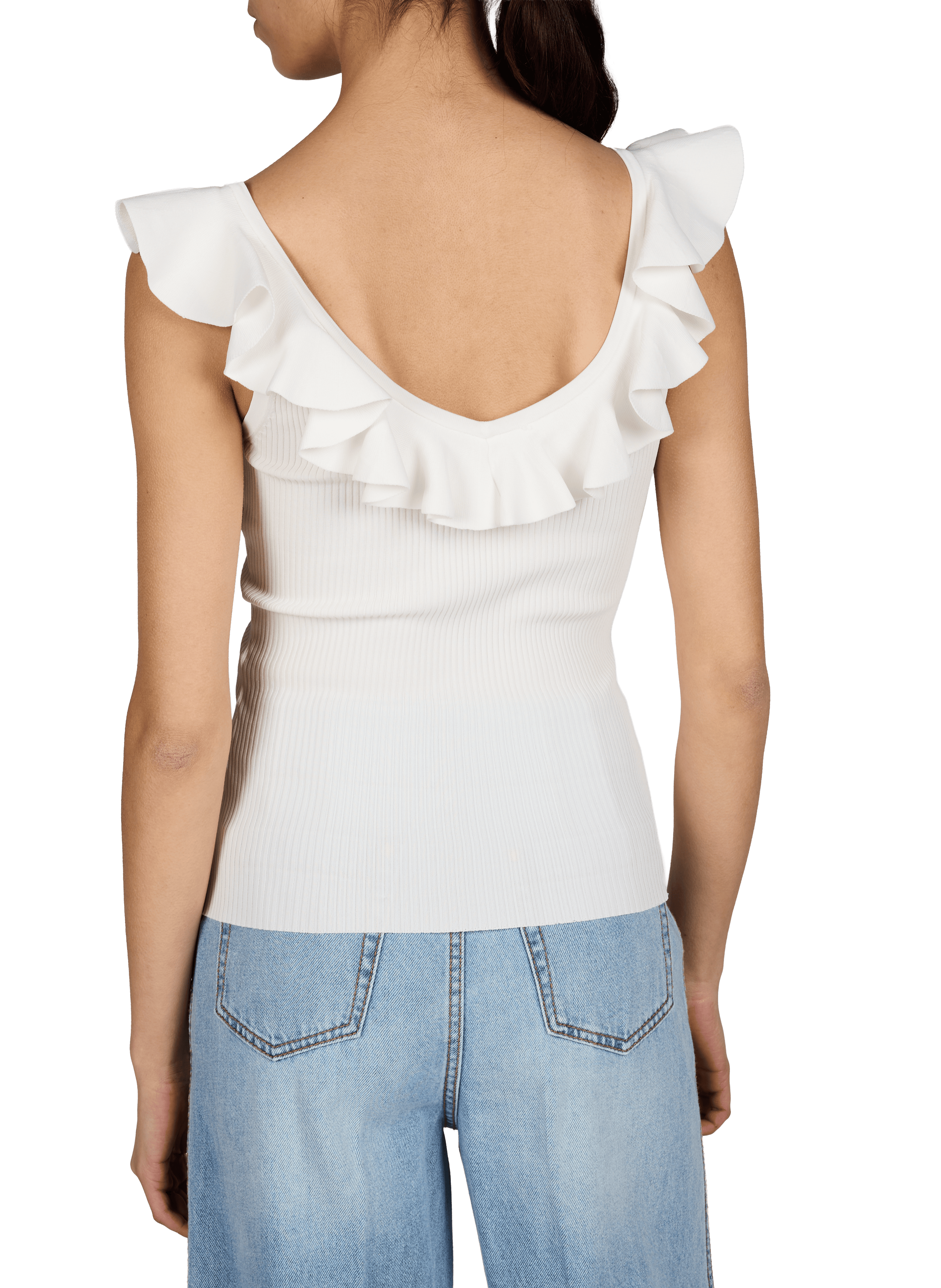 Ruffled V-neck tank top ZIMMERMANN White