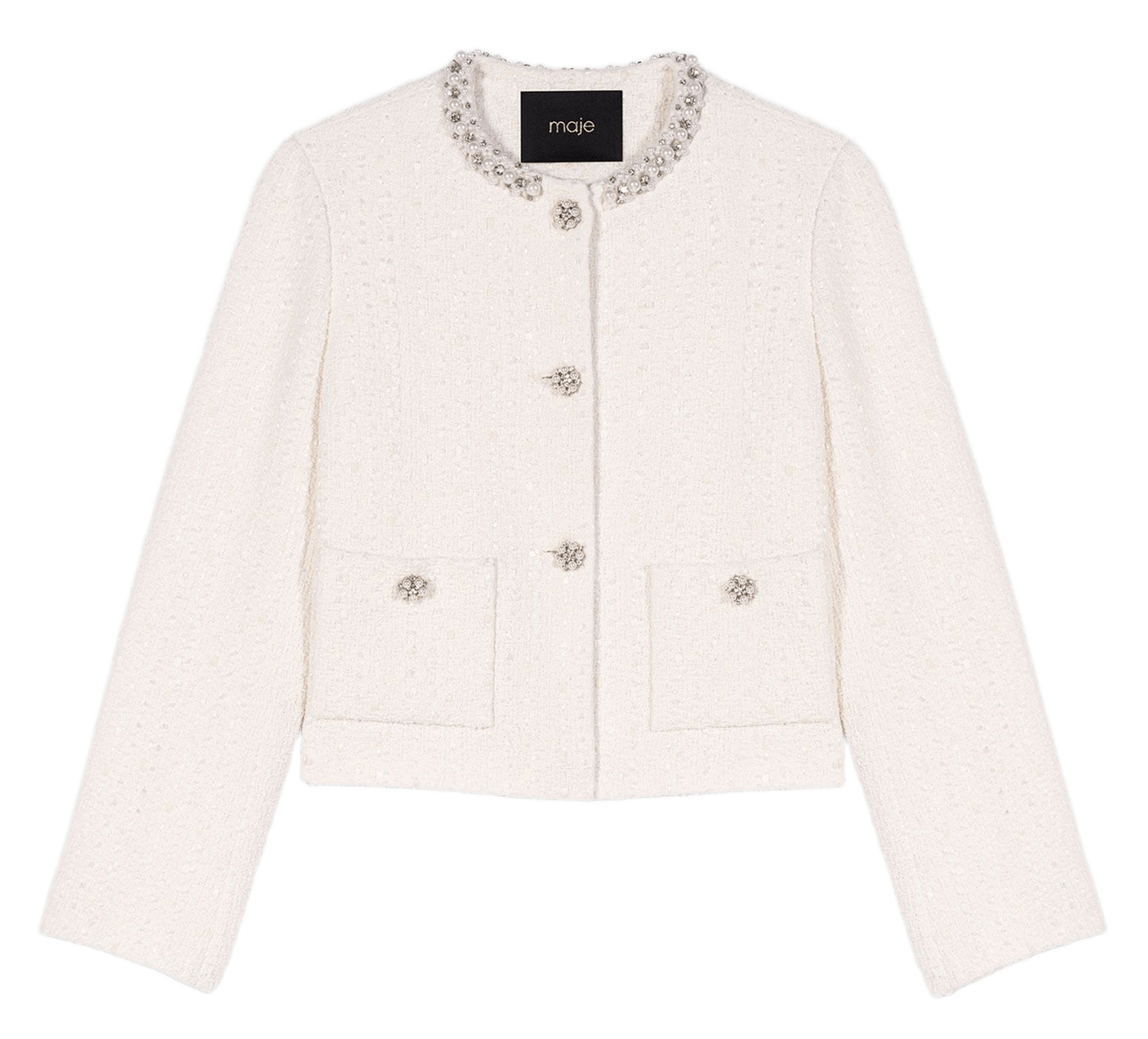 Veste col rond en coton mélangé MAJE Beige