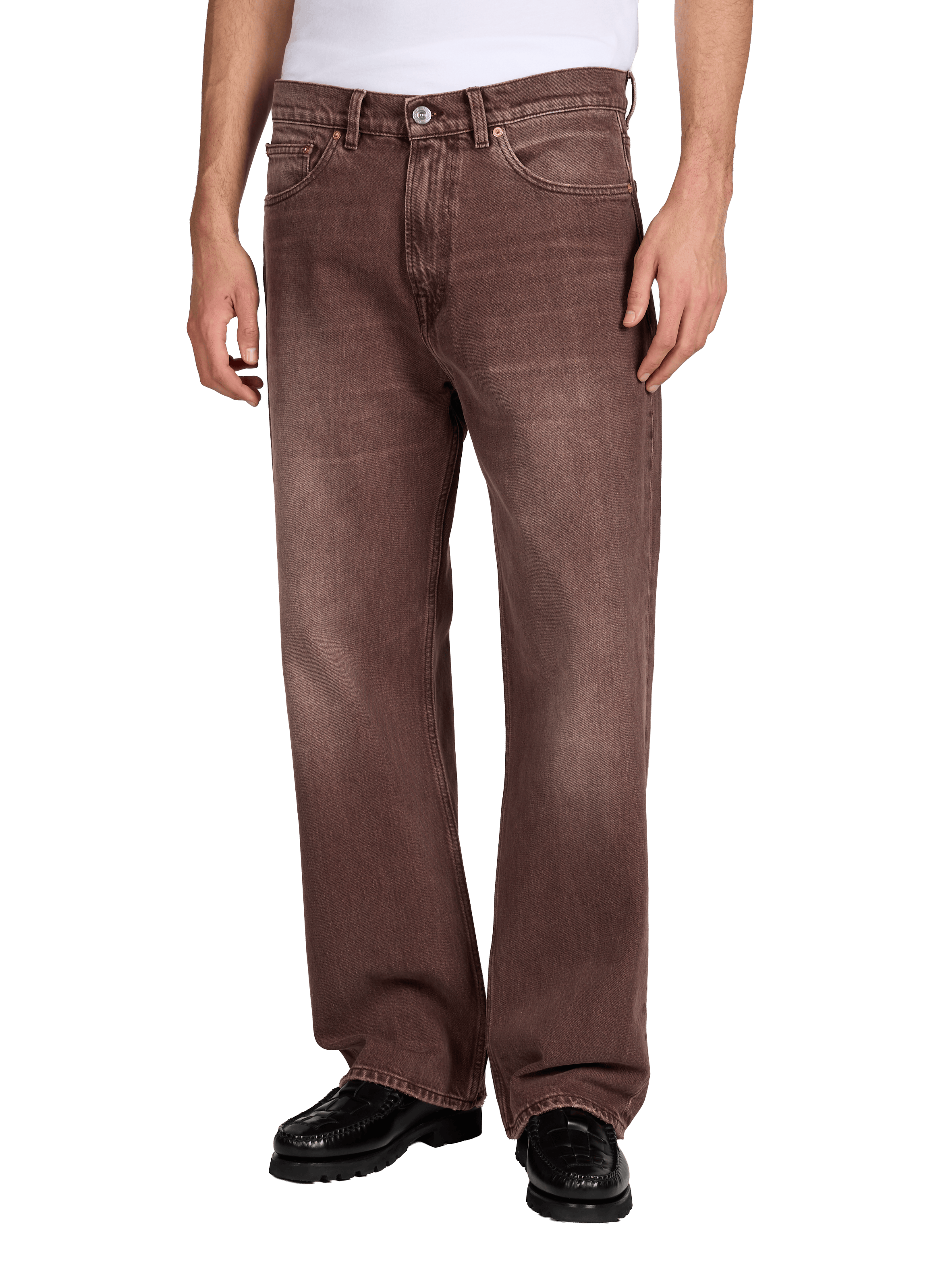 Jeans large délavé en coton  OUR LEGACY Marron