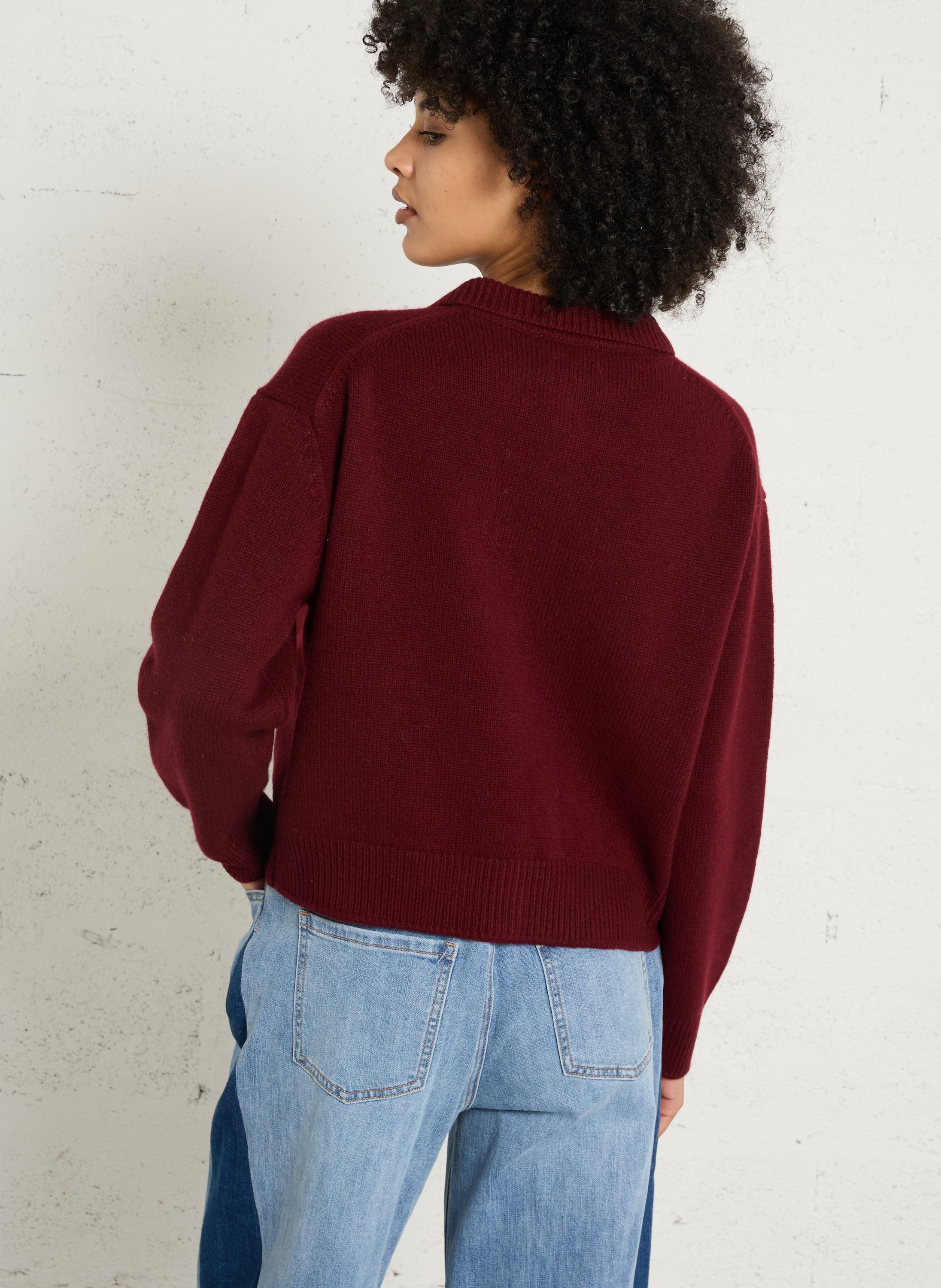Cardigan court uni en laine peter MAISON 123 Rouge