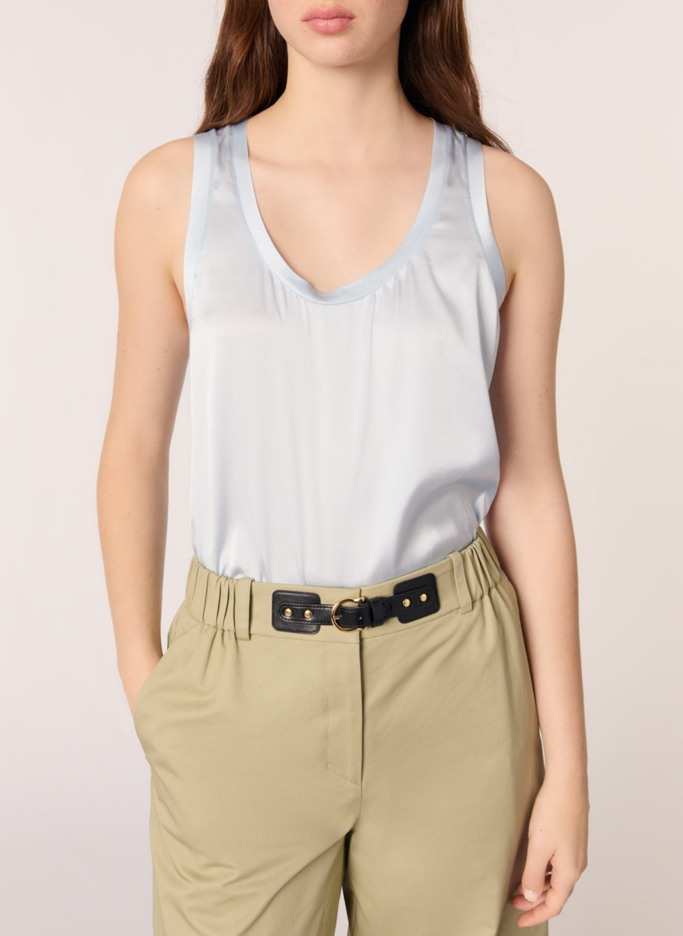 Débardeur droit en soie mélangée MAJE Bleu