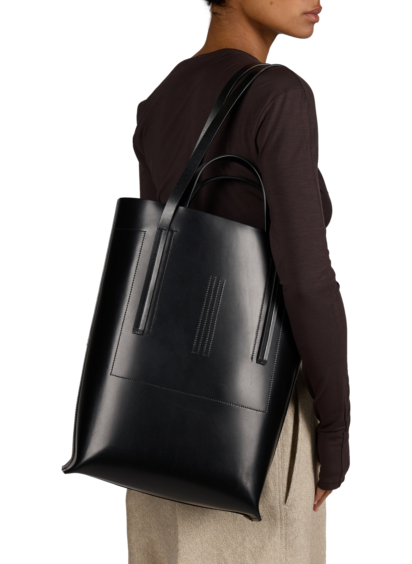Smooth leather tote bag RICK OWENS Black