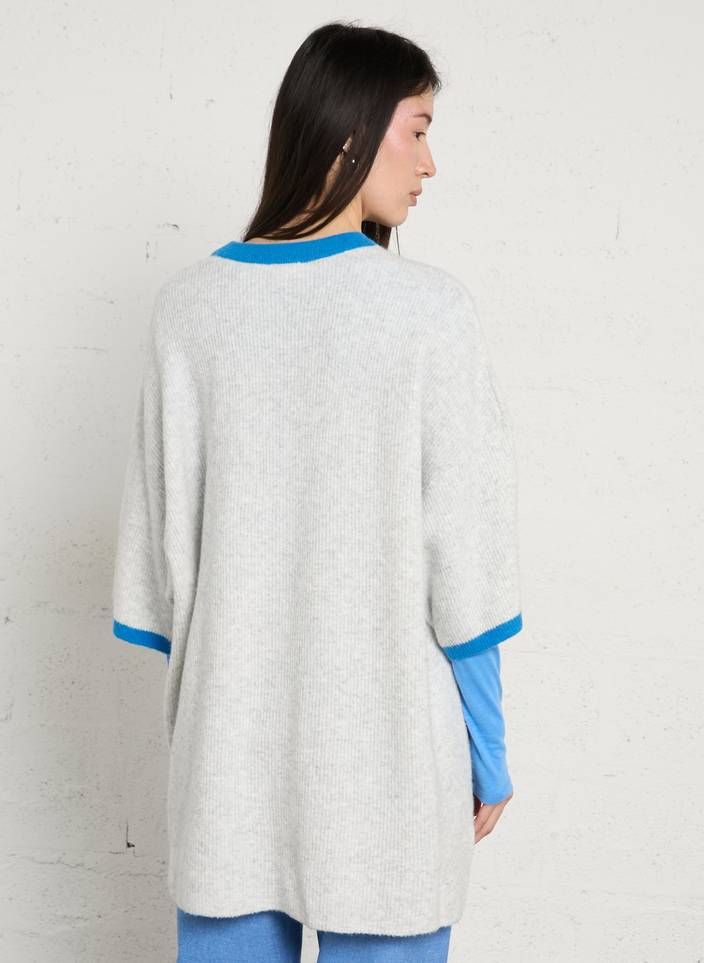 Pull ample col rond à rayures damsville AMERICAN VINTAGE Gris