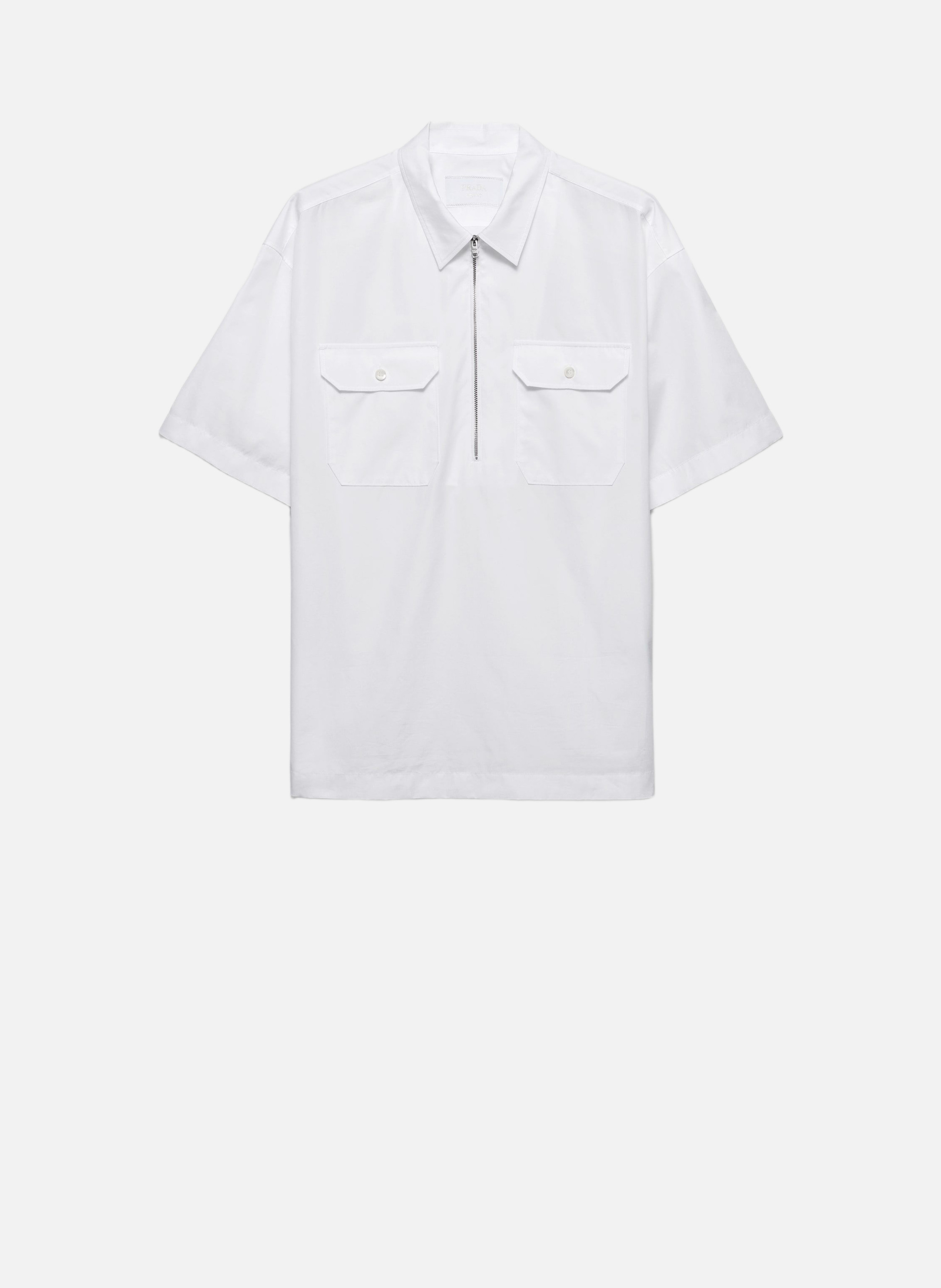 Chemise à manches courtes en coton PRADA Blanc