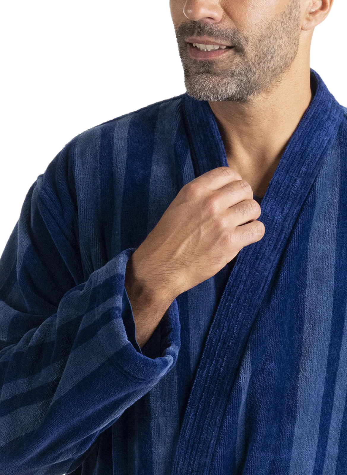 Cotton Striped Bathrobe EMINENCE Blue