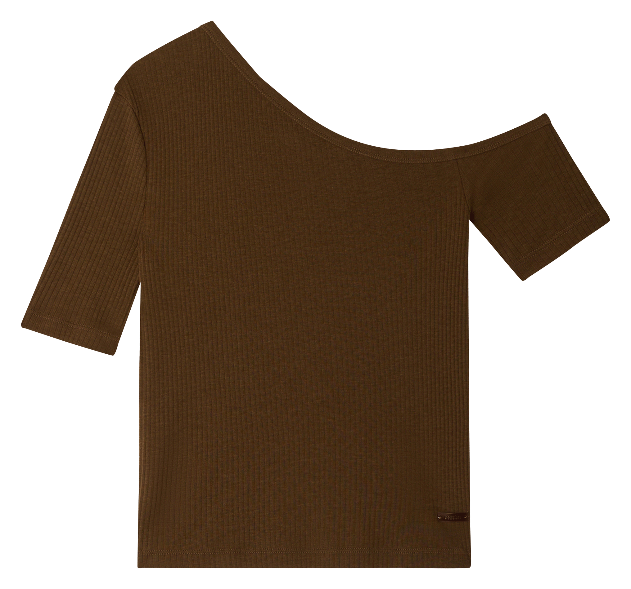 Tee-shirt asymétrique ajusté uni soline SESSUN Marron