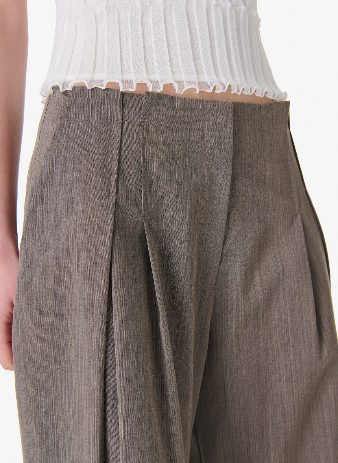 Pantalon large en laine mélangée sauge IRO Marron