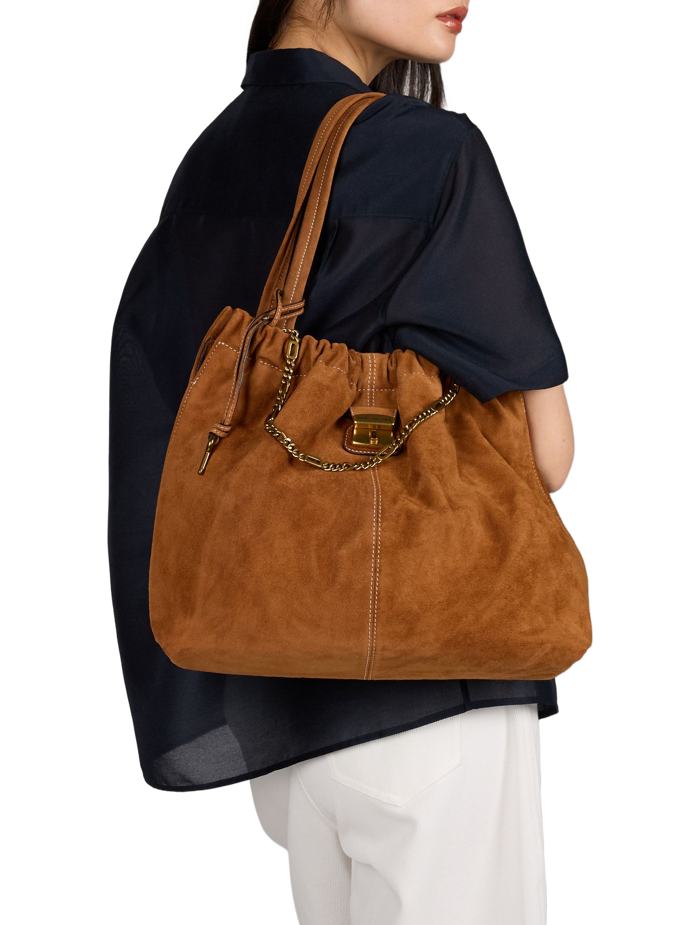 Suede shoulder bag The Cristina Tote MARC JACOBS Brown