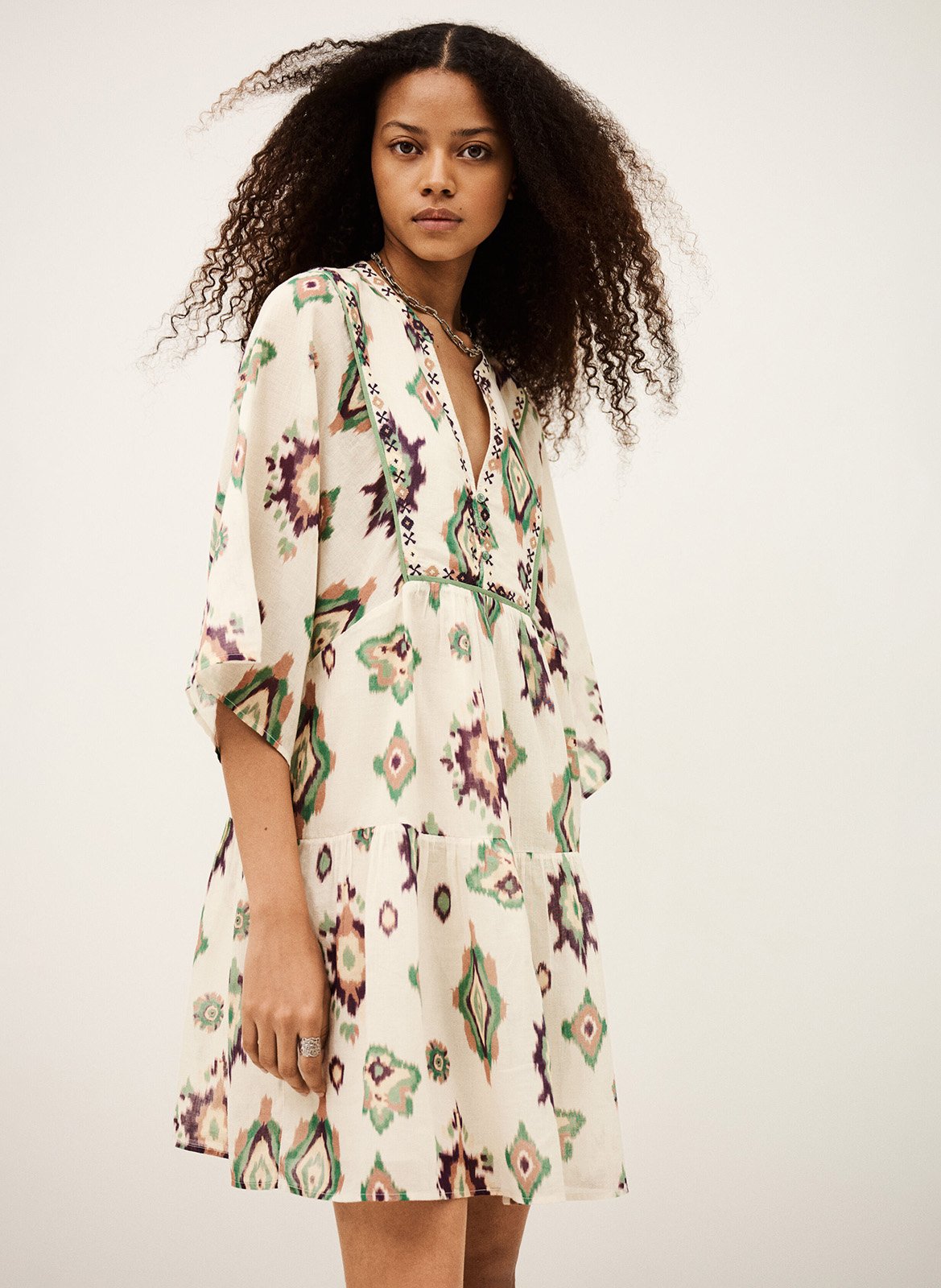 Robe courte col v olalie BA&SH Beige