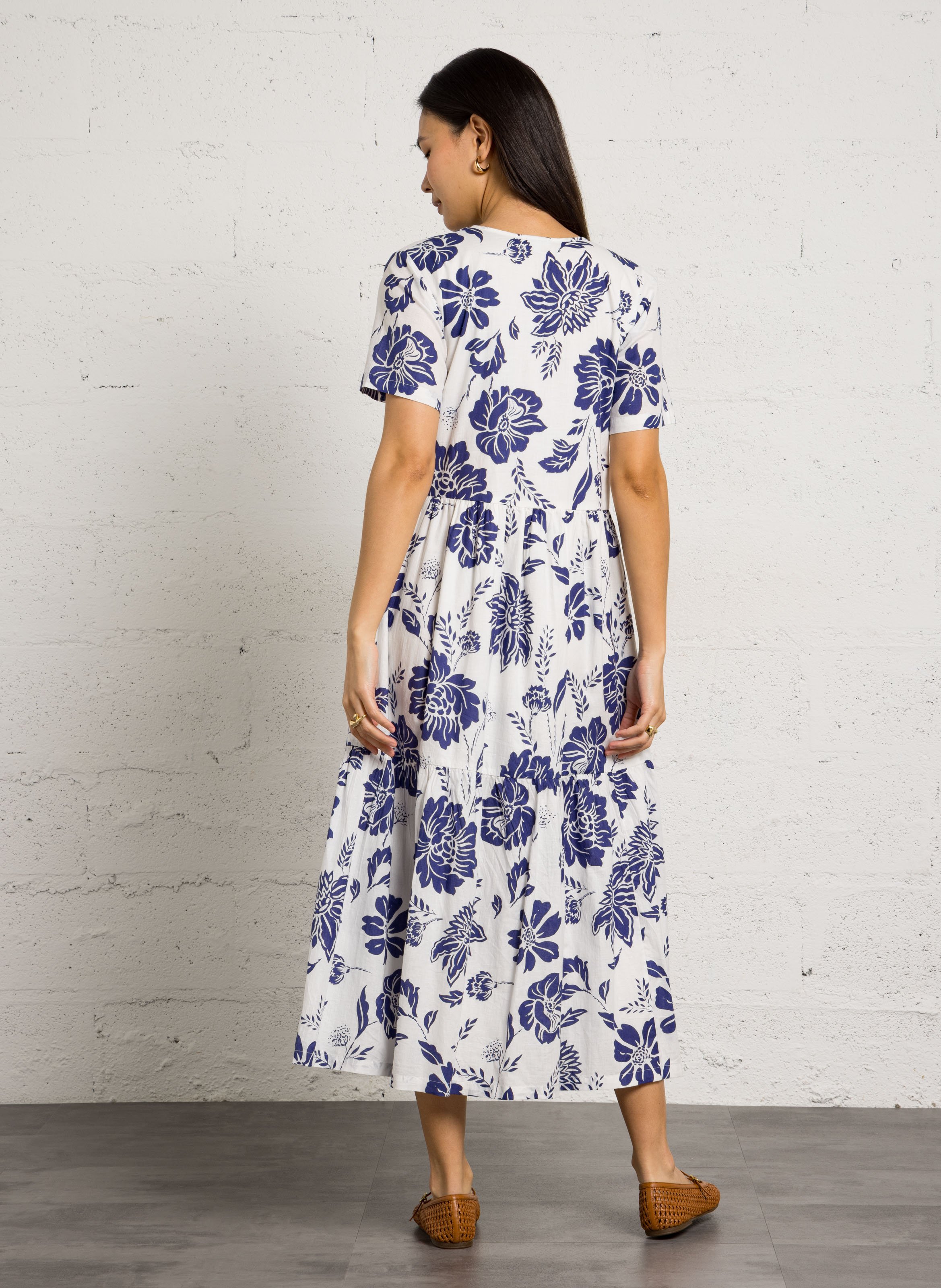 Robe midi ample col v imprimée terre et mer by armor lux ARMOR-LUX Bleu