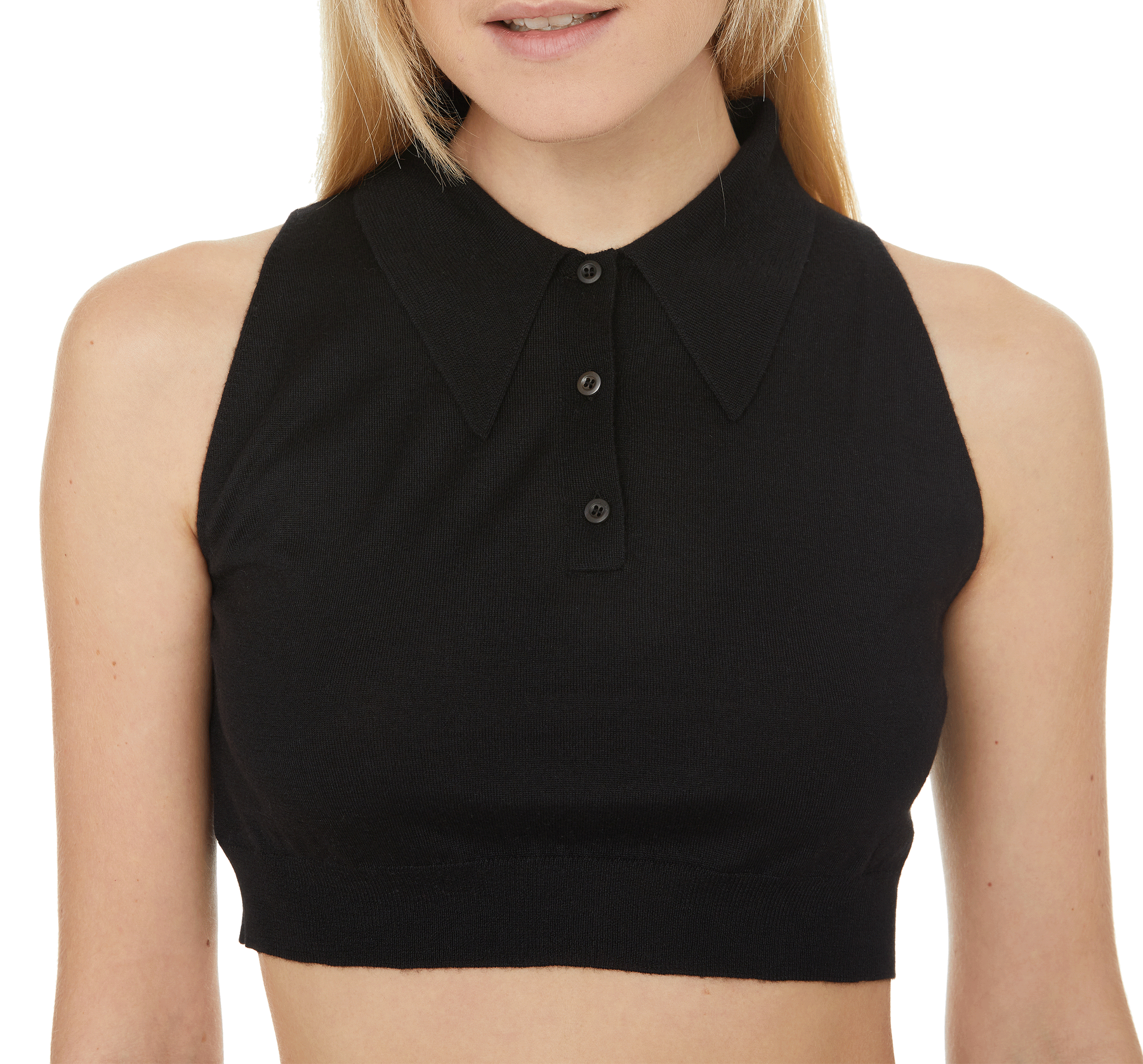 Ärmelloses Oberteil aus Seide und Kaschmirstrick PRADA Schwarz