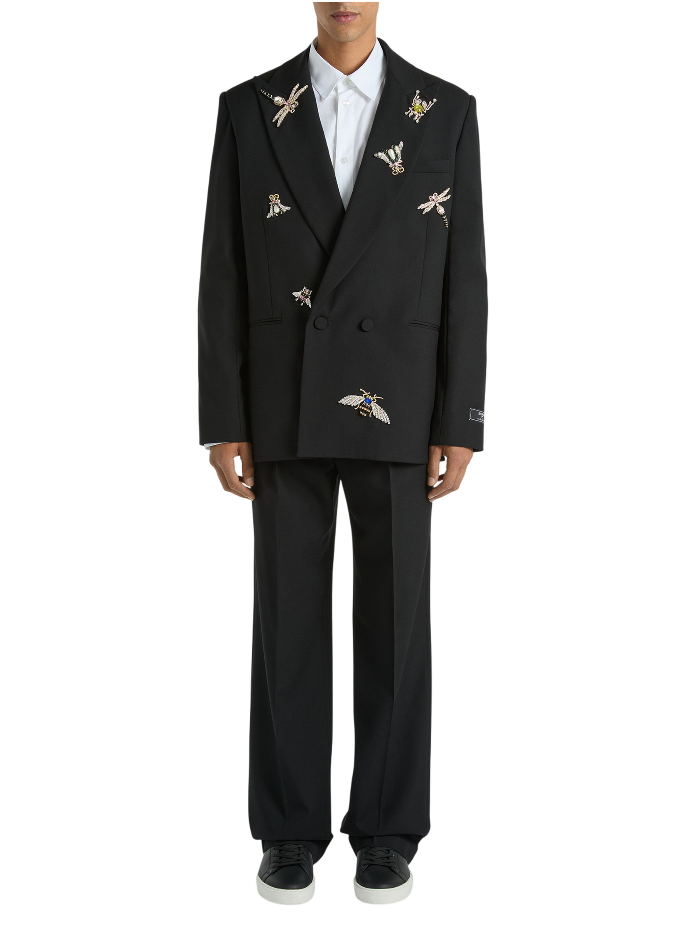 Veste brodée balmain insect en laine et cristaux BALMAIN Noir