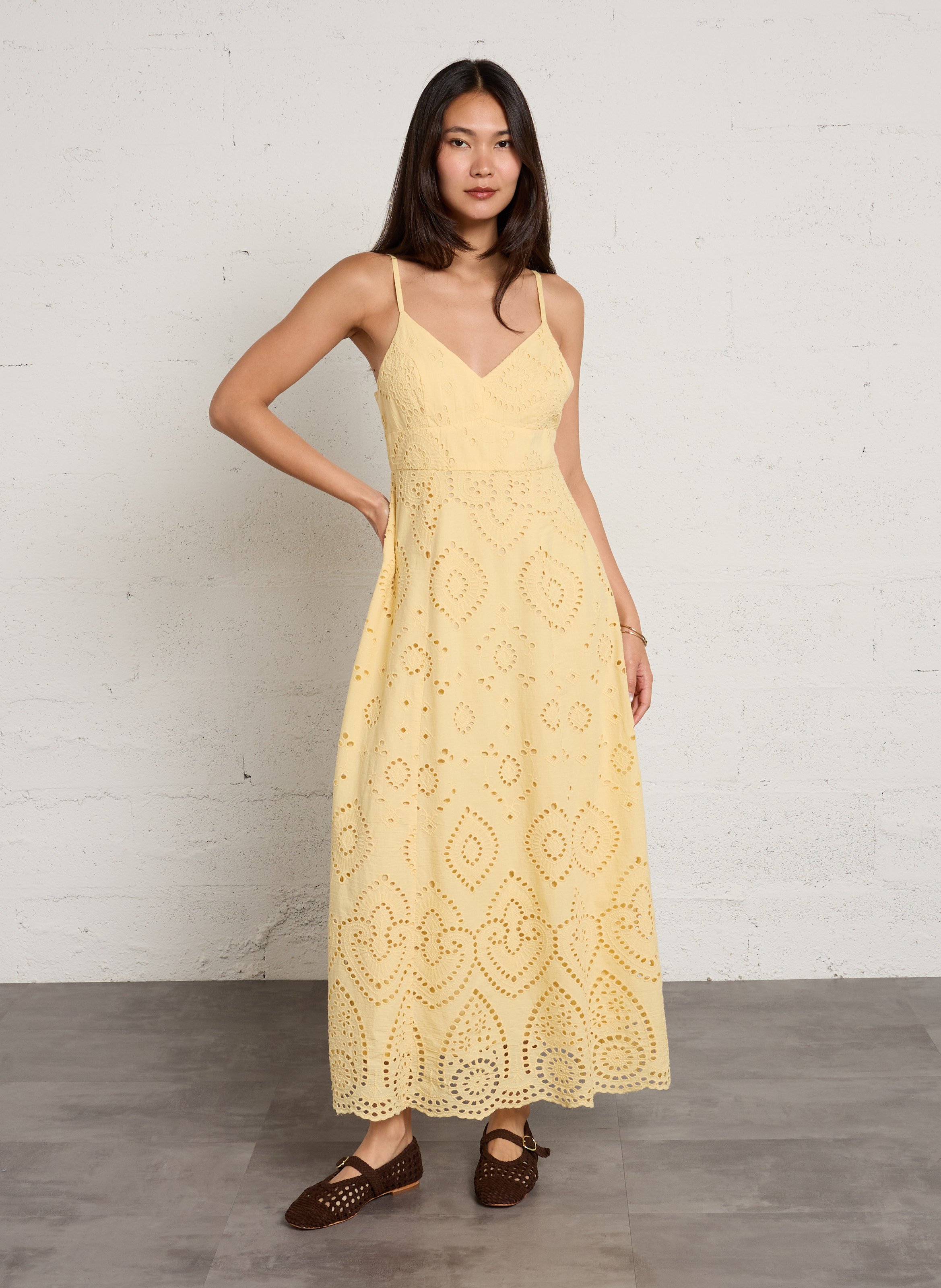 Robe longue col v en coton beryle MAISON 123 Jaune