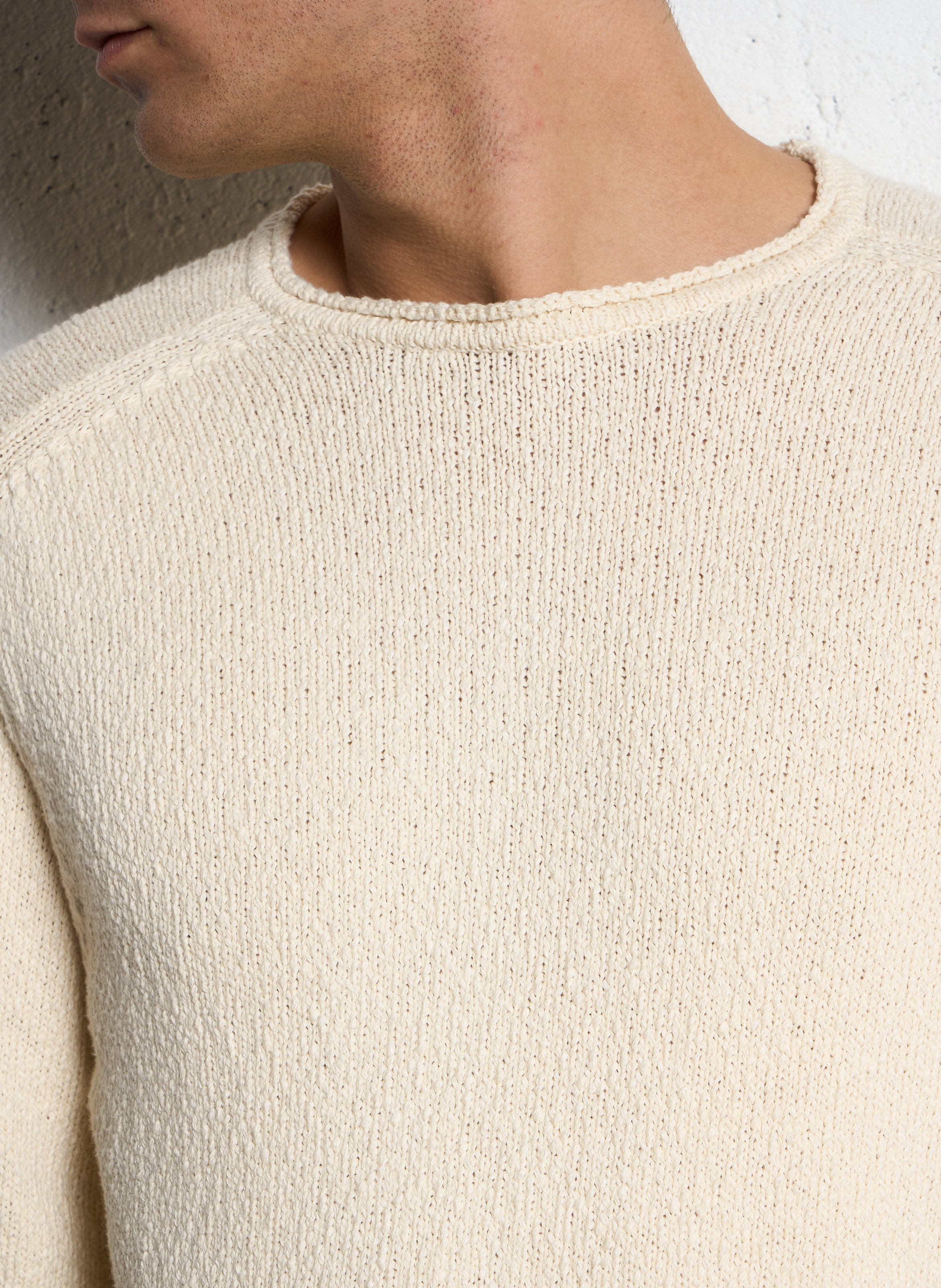 Pull ample col rond en coton IKKS Blanc