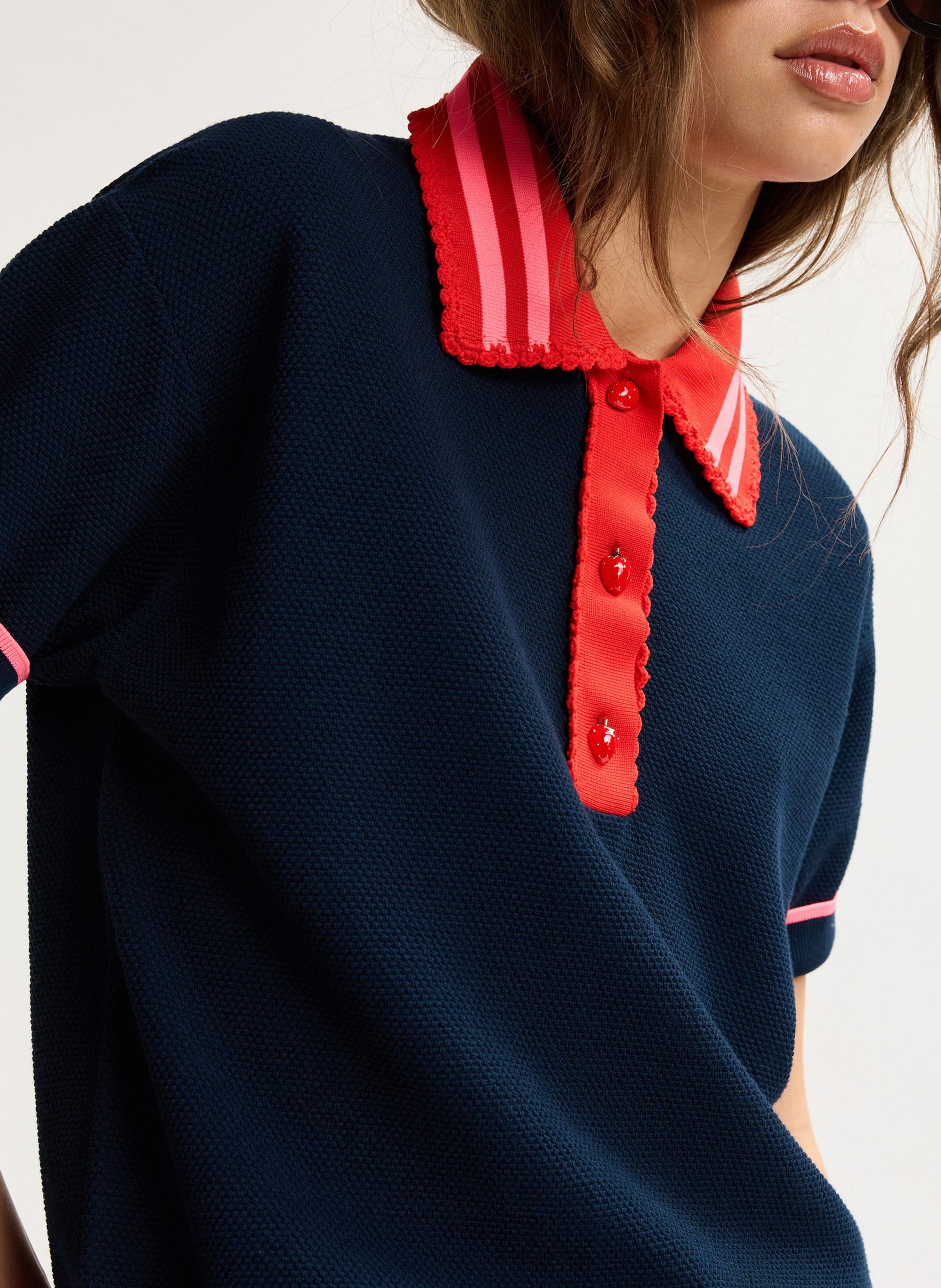 Polo droit en maille kontrast ESSENTIEL ANTWERP Bleu