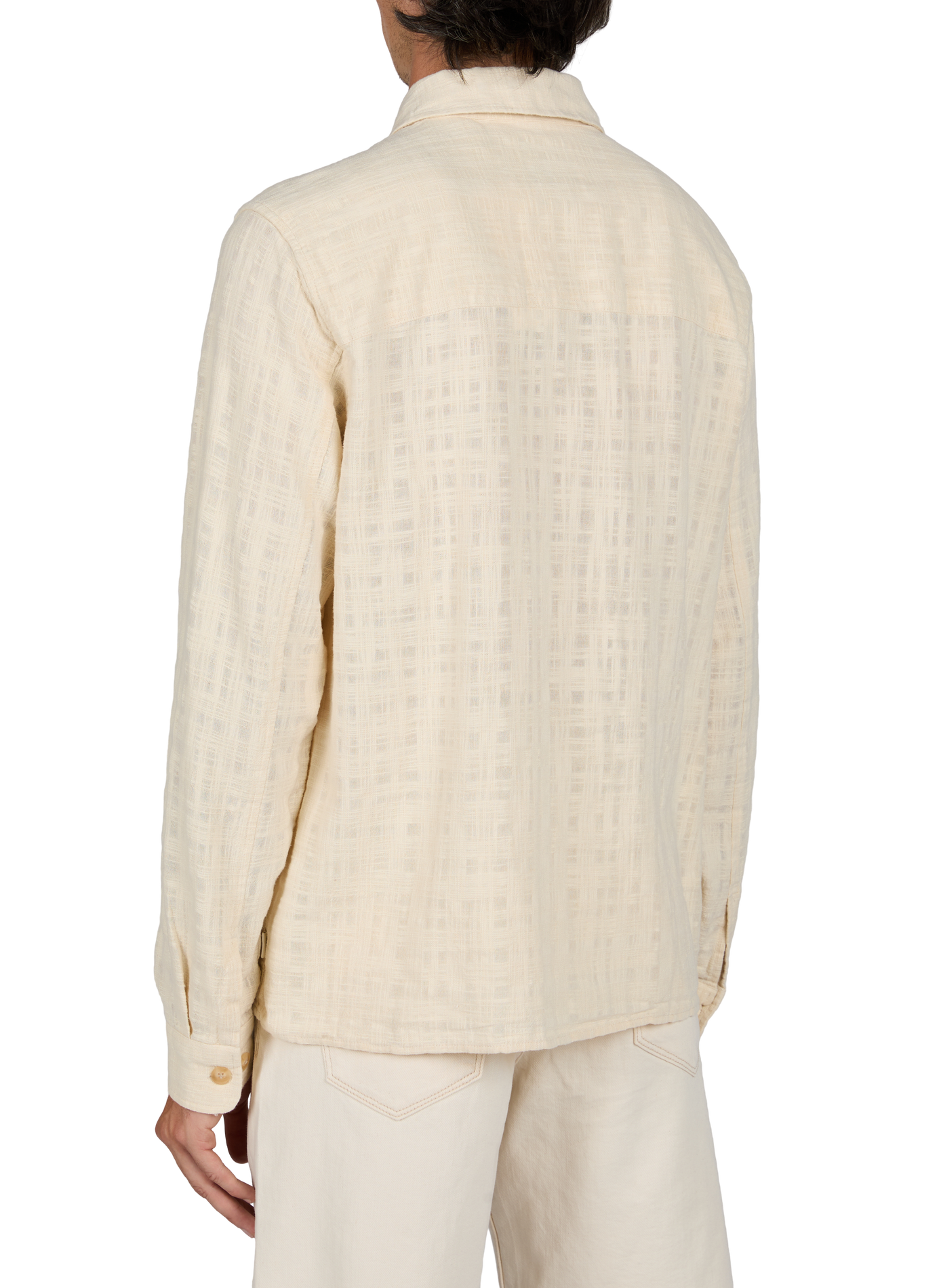 Straight shirt in cotton jacquard check pattern LES DEUX Beige