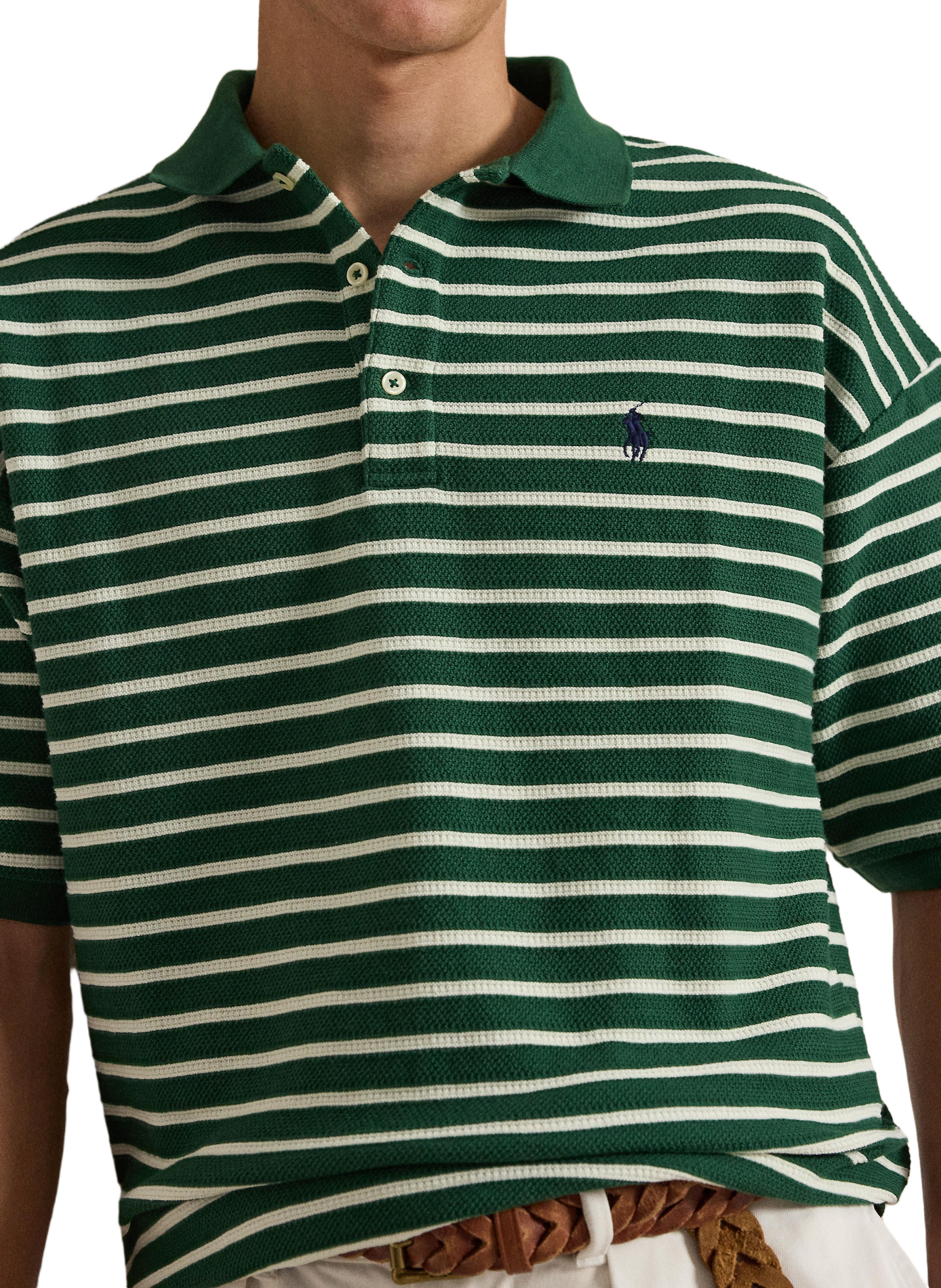 Short-sleeved striped cotton polo POLO RALPH LAUREN Green