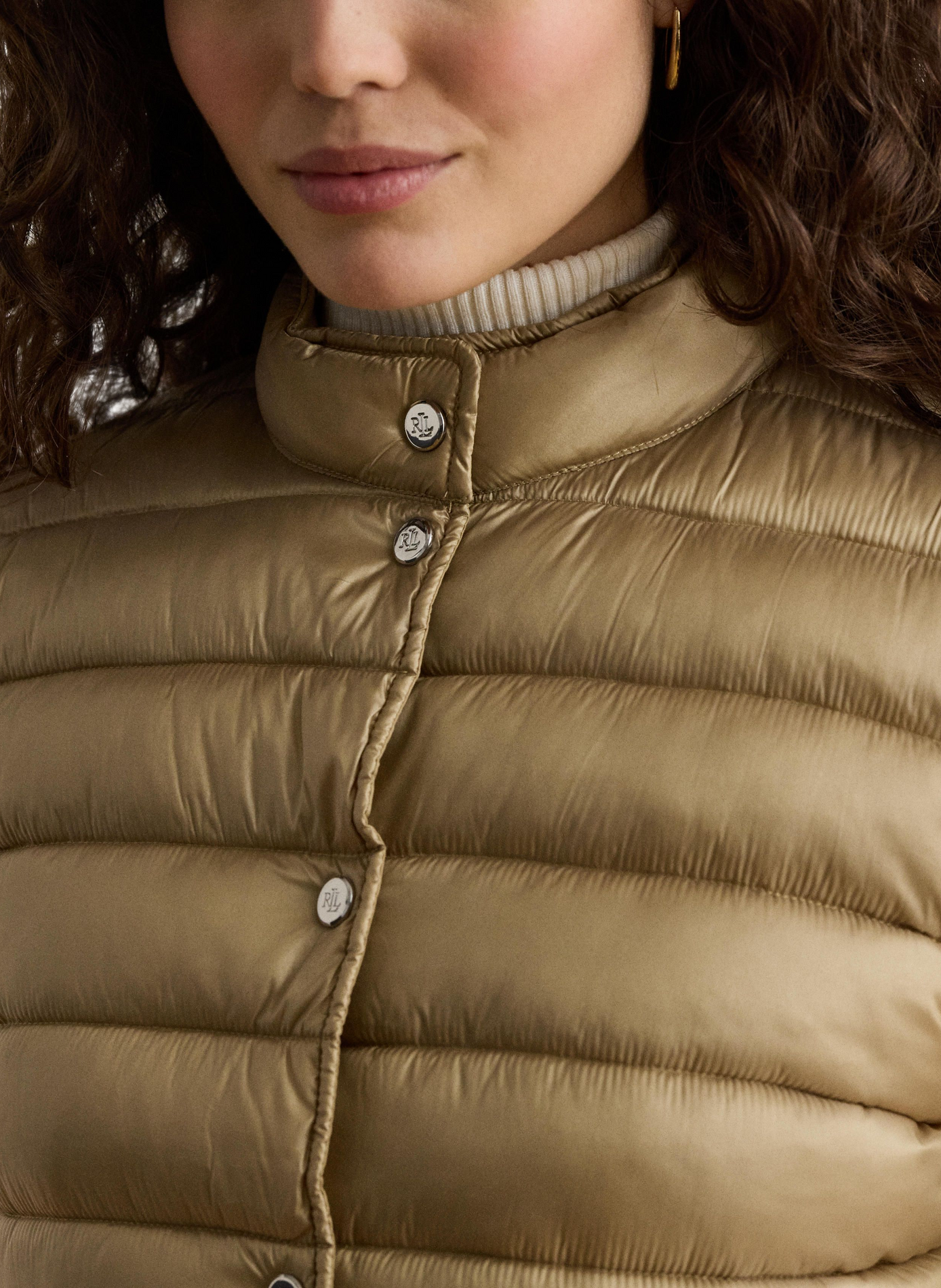Quilted jacket with high collar LAUREN Beige