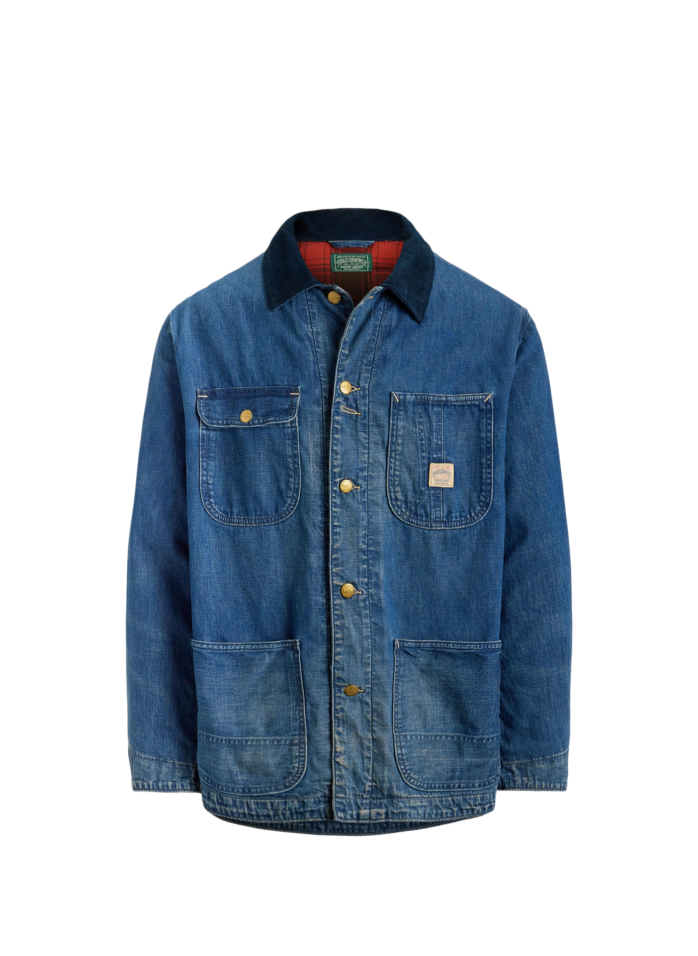Veste denim droite col classique en coton POLO RALPH LAUREN Bleu