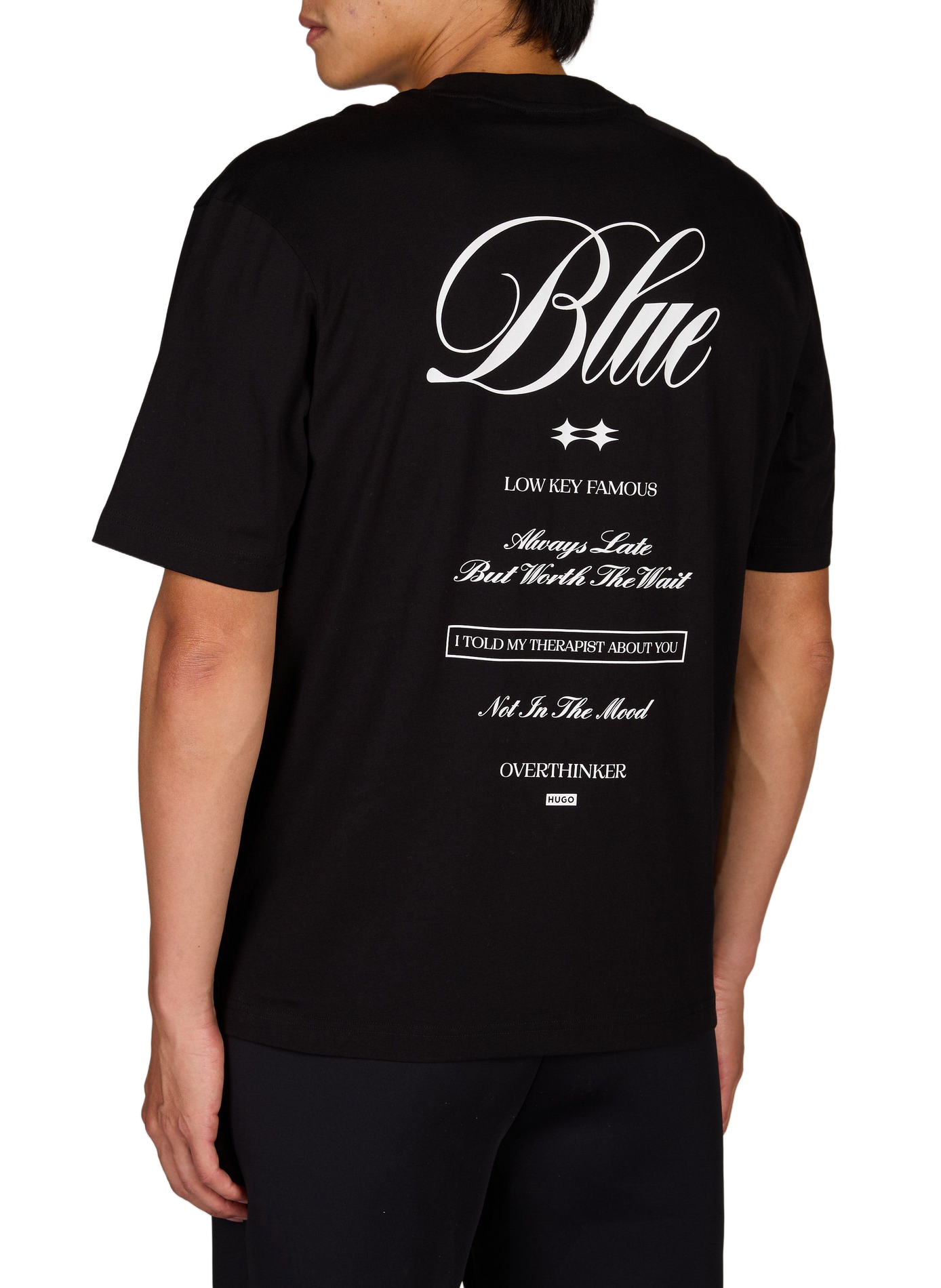 Oversized round neck cotton t-shirt HUGO BLUE Black