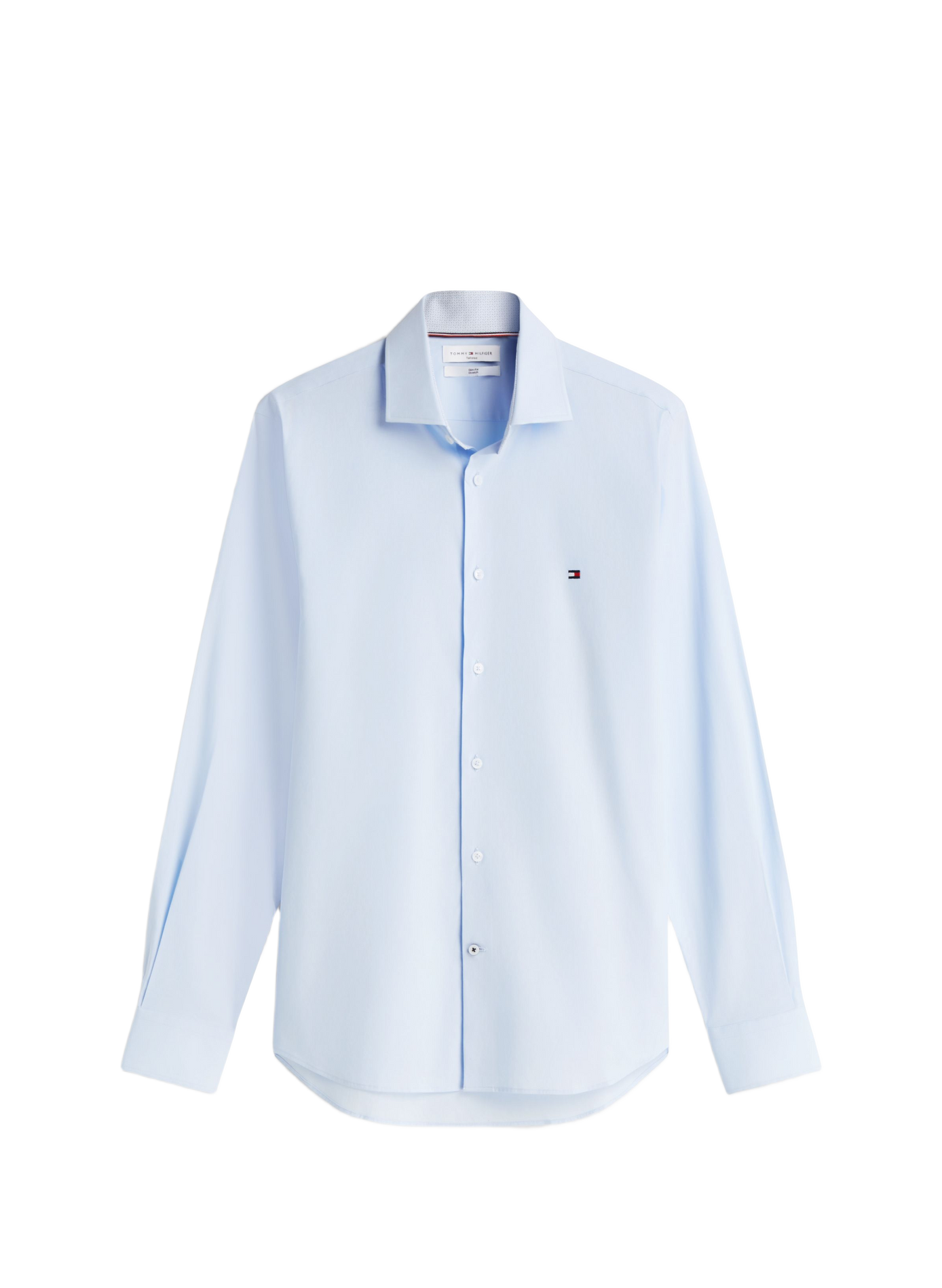 Gerade geschnittenes einfarbiges Baumwollhemd TOMMY HILFIGER Blau
