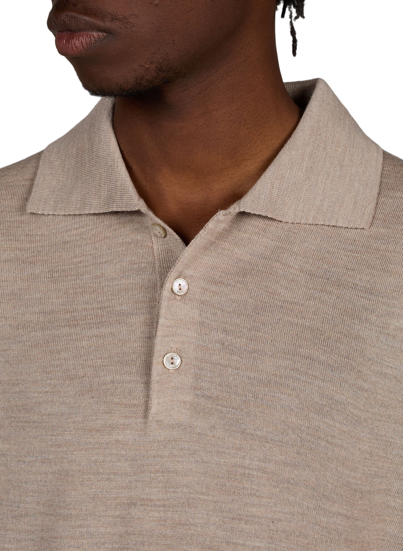 Polo manches longues en laine ETON Beige