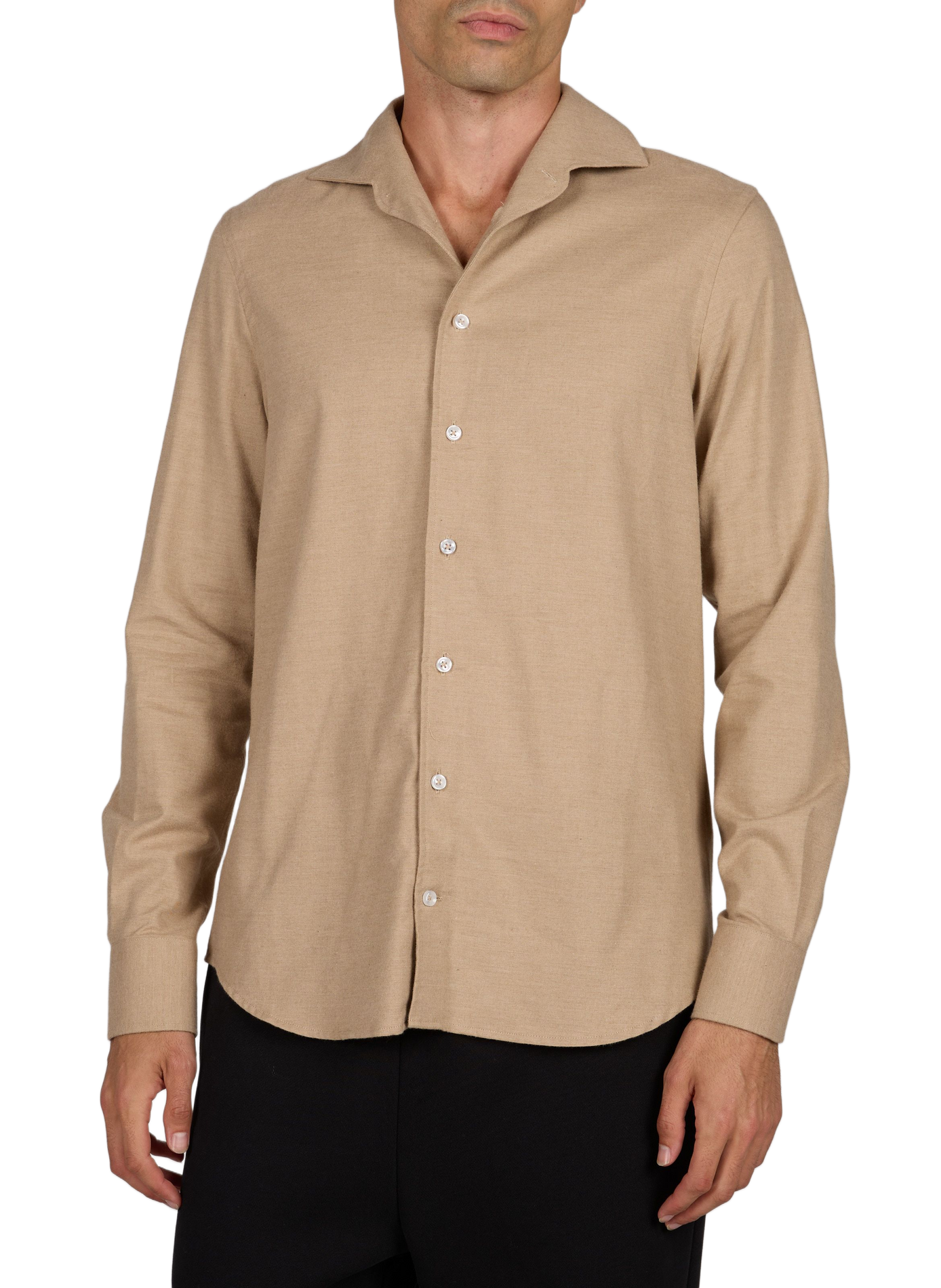 Slim fit shirt in cotton and wool AURELIEN Beige