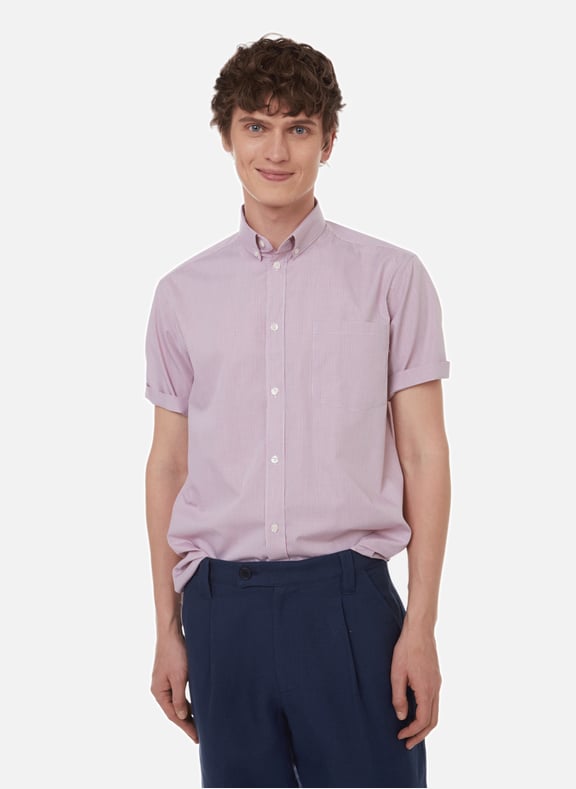 Chemise manches courtes en popeline de coton Rouge by AU PRINTEMPS PARIS AU PRINTEMPS PARIS Chemise manches courtes en popeline de coton Rouge