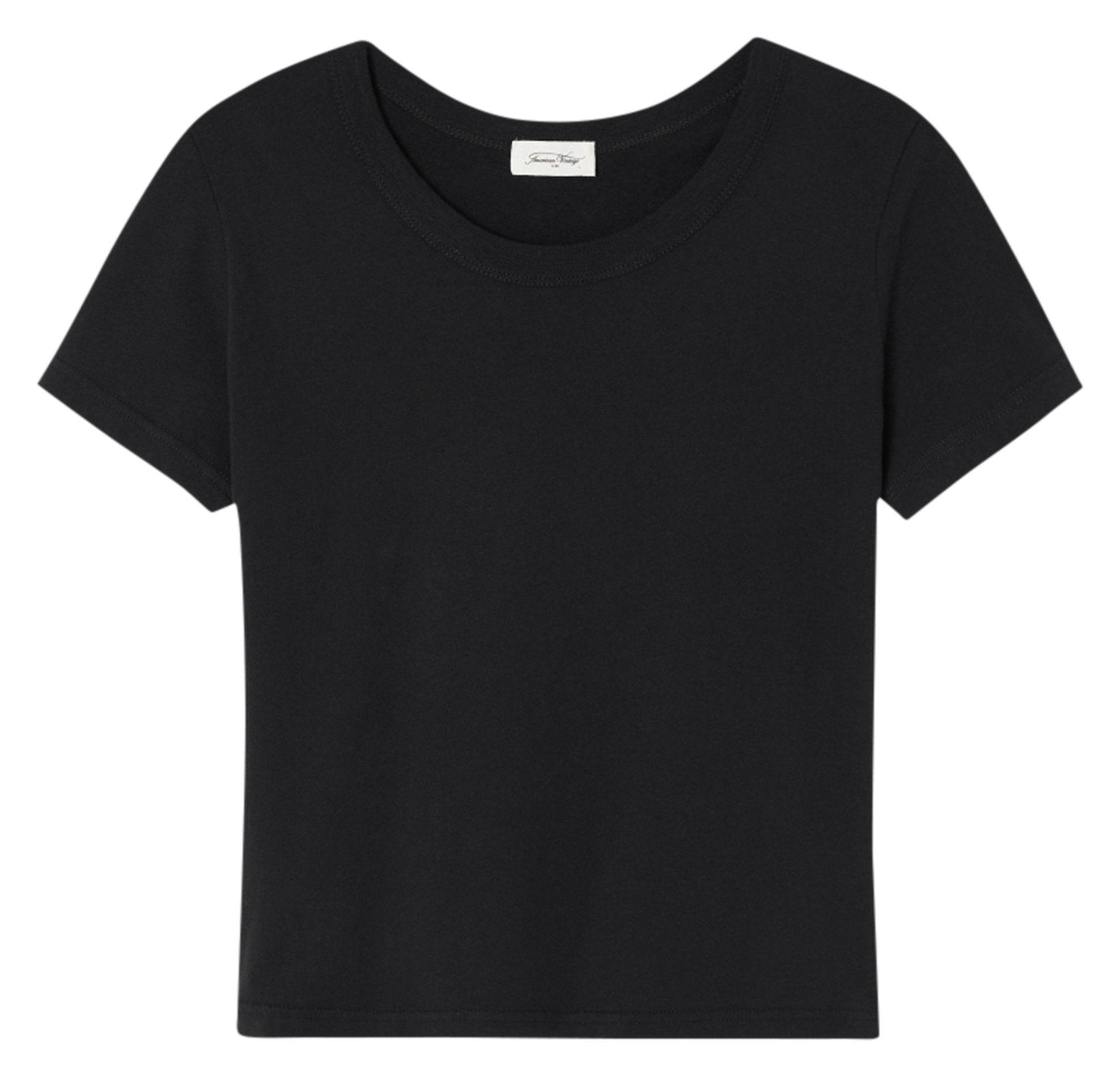 Tee-shirt court col rond en coton gamipy AMERICAN VINTAGE Noir
