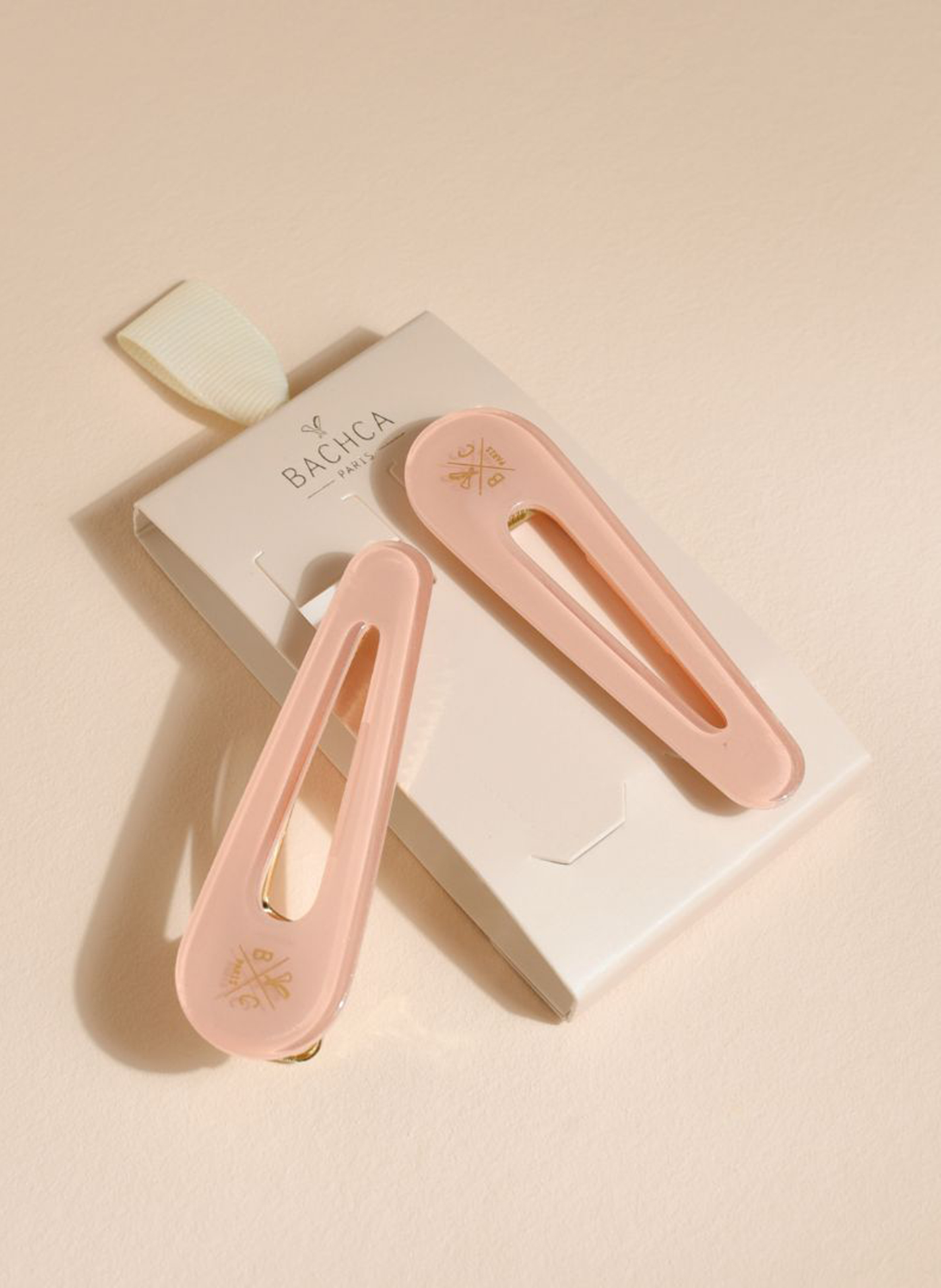 Two hair clips BACHCA Rose dragée