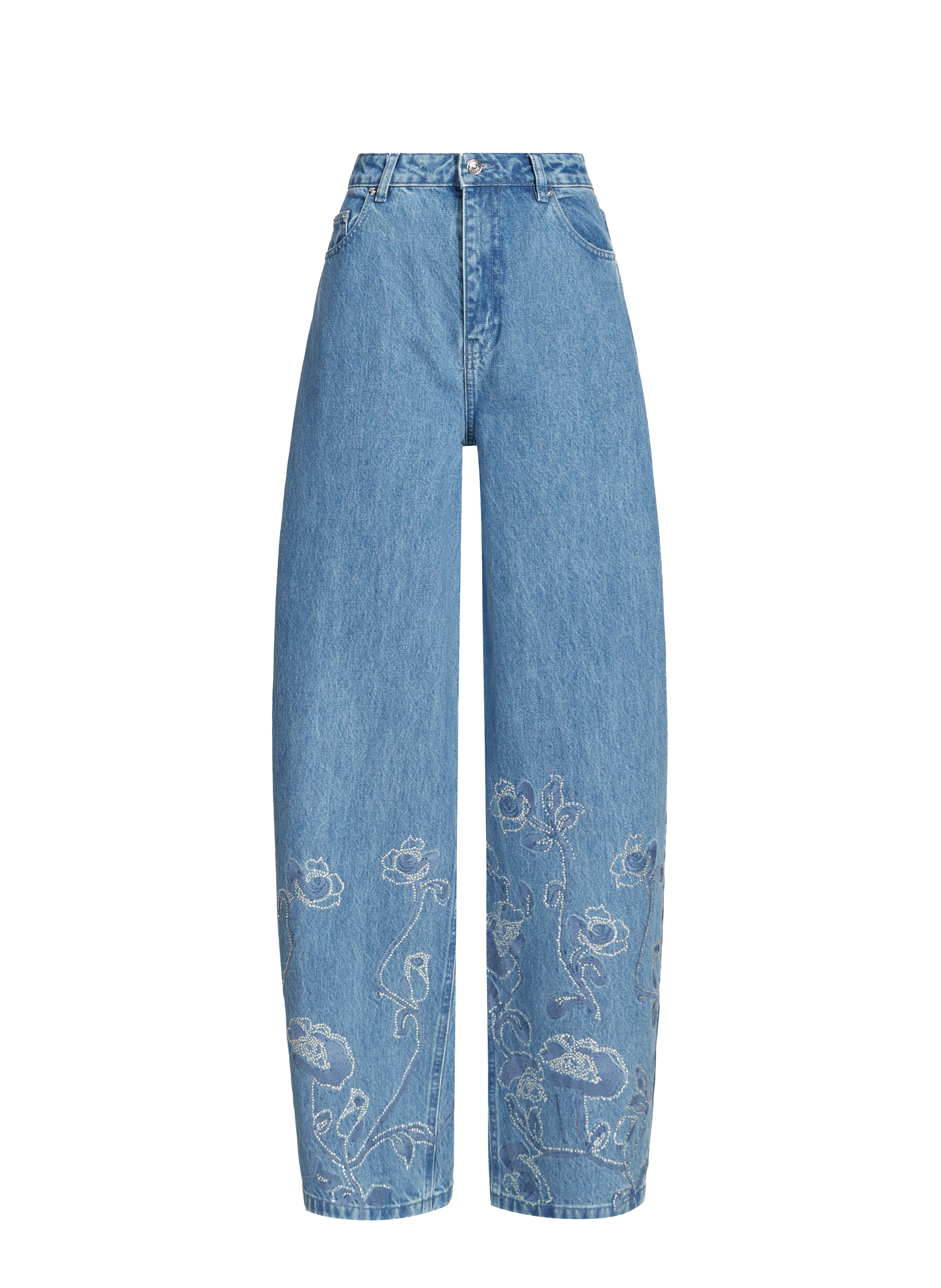 Jean Rhinestone Wide Leg ROTATE Bleu