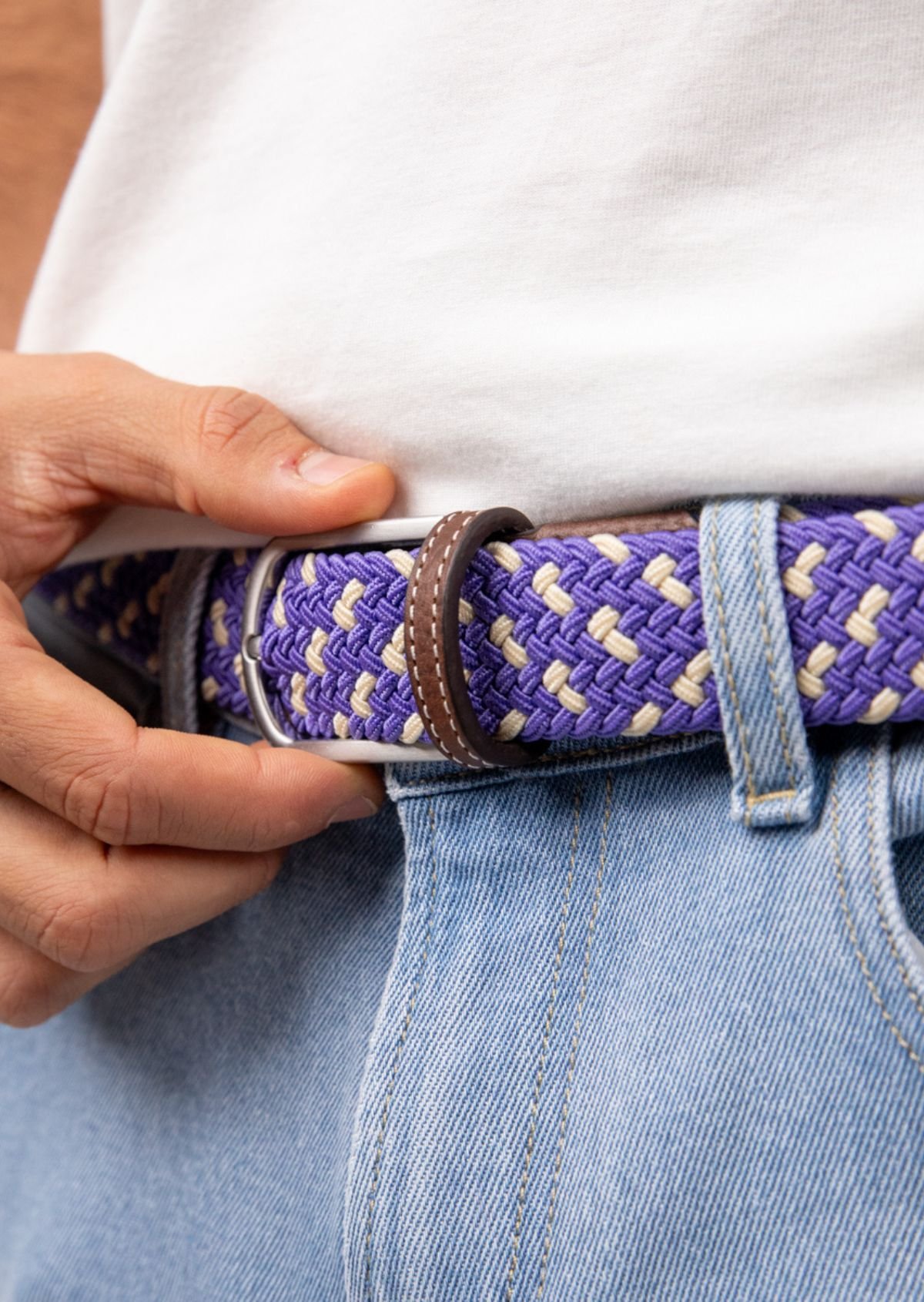 Ceinture tressée élastique multicolore BILLYBELT Bleu