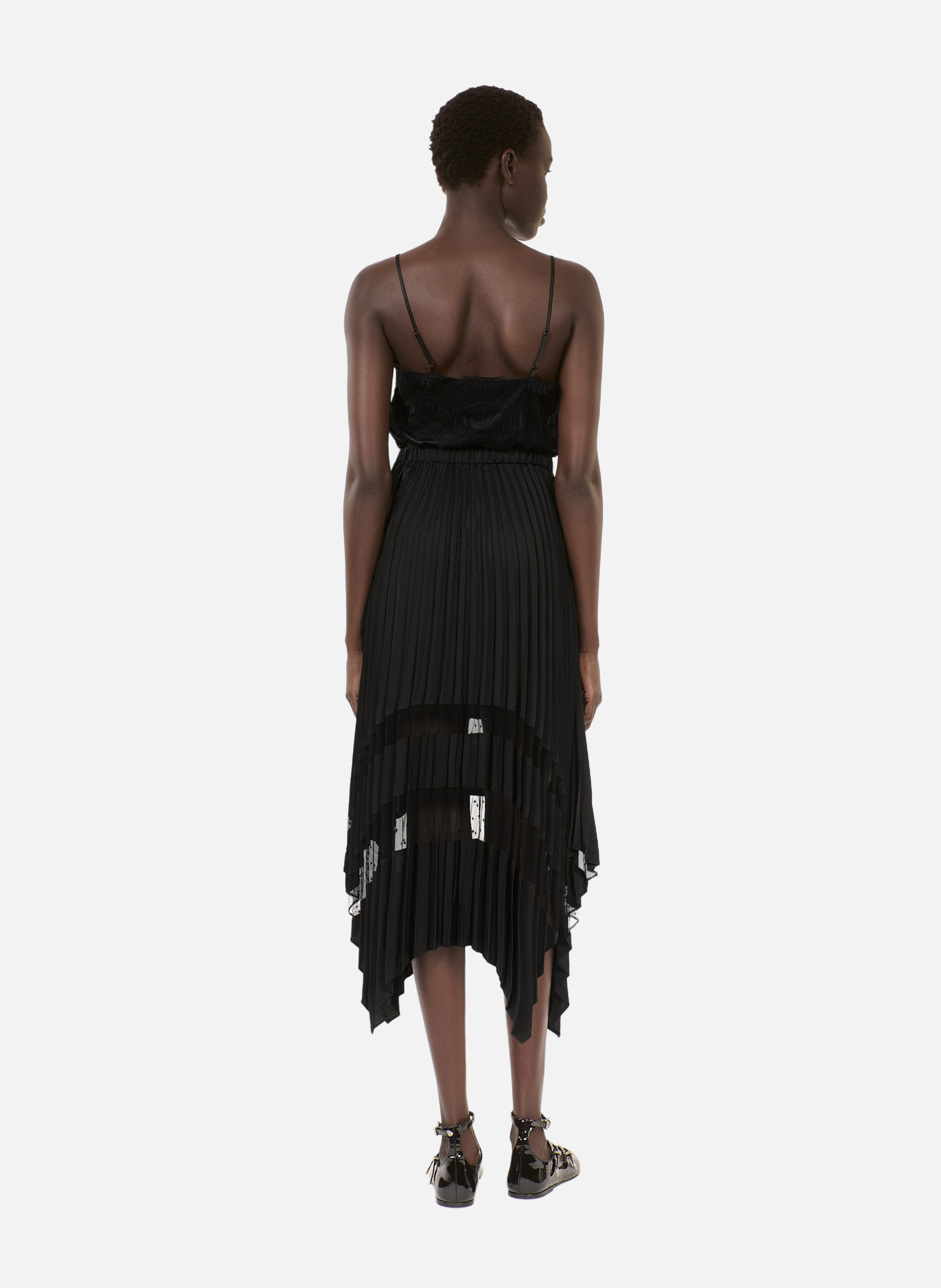 Jupe longue plissée asymétrique THE KOOPLES Noir