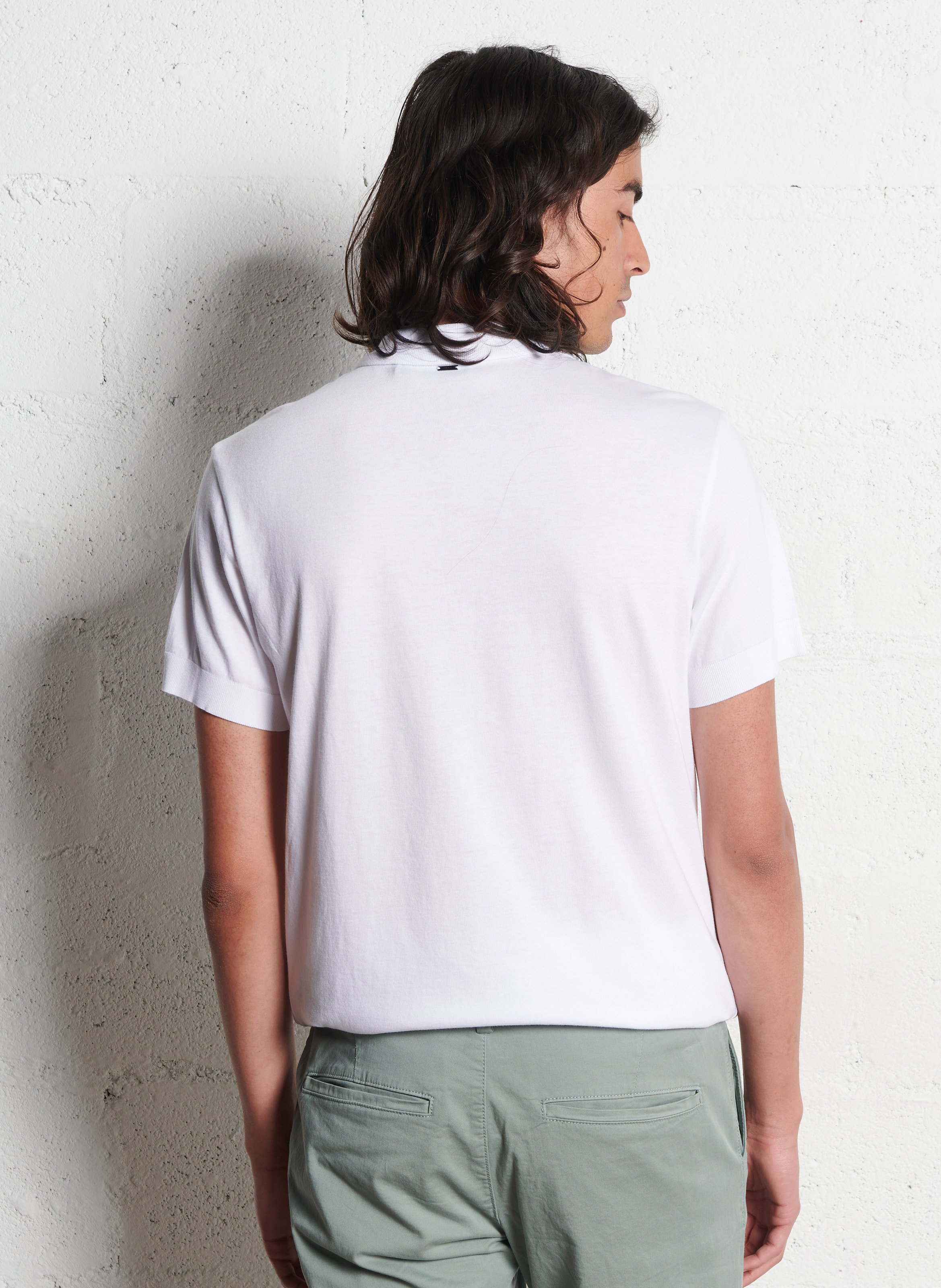 Polo regular-fit en coton mélangé Blanc