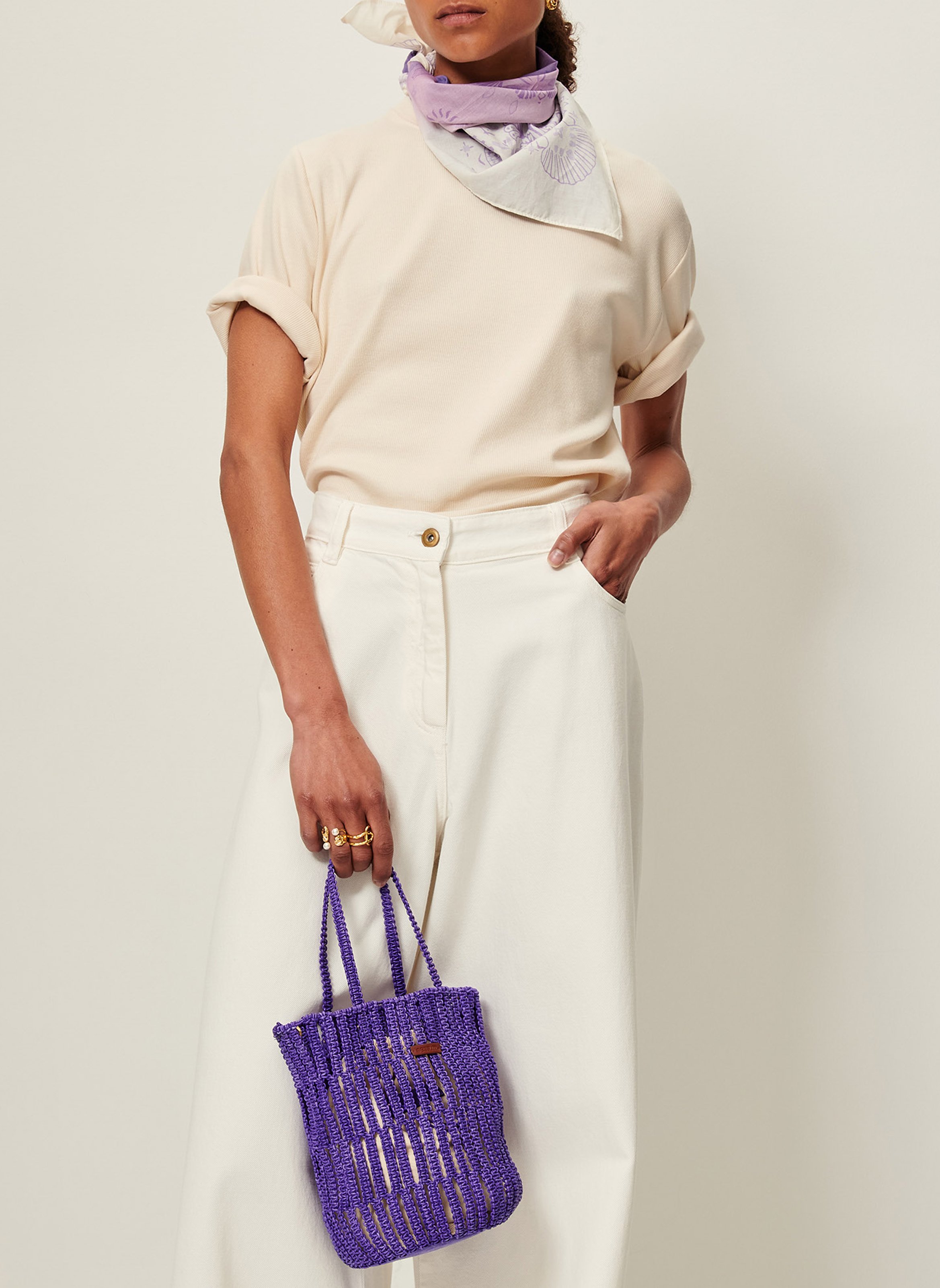 Tee-shirt col rond en jersey côtelé serge co SESSUN Beige