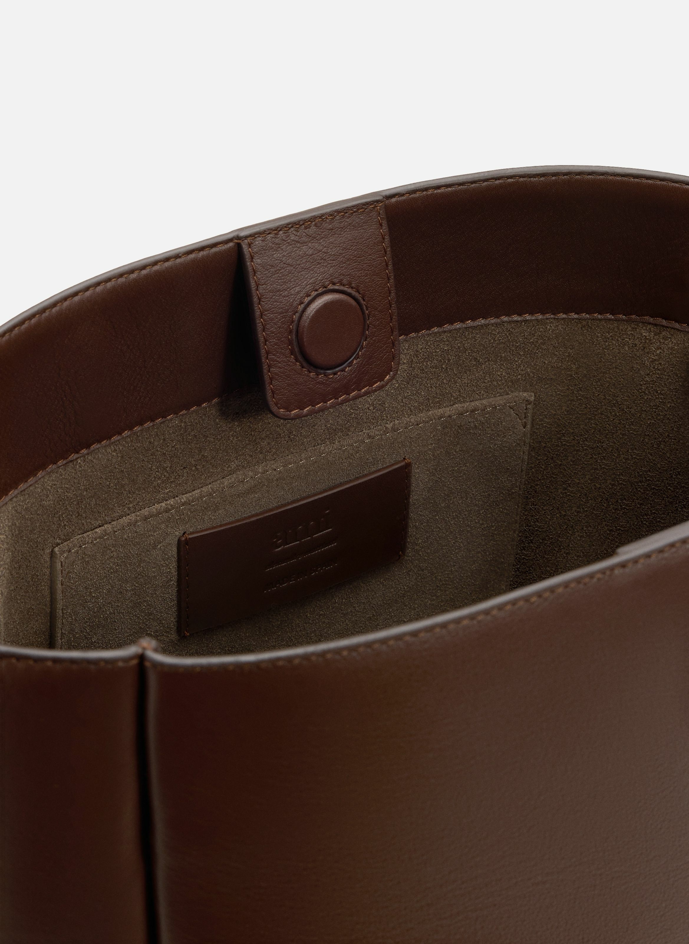 Sac seau carrousel en cuir lisse unisexe AMI PARIS Marron