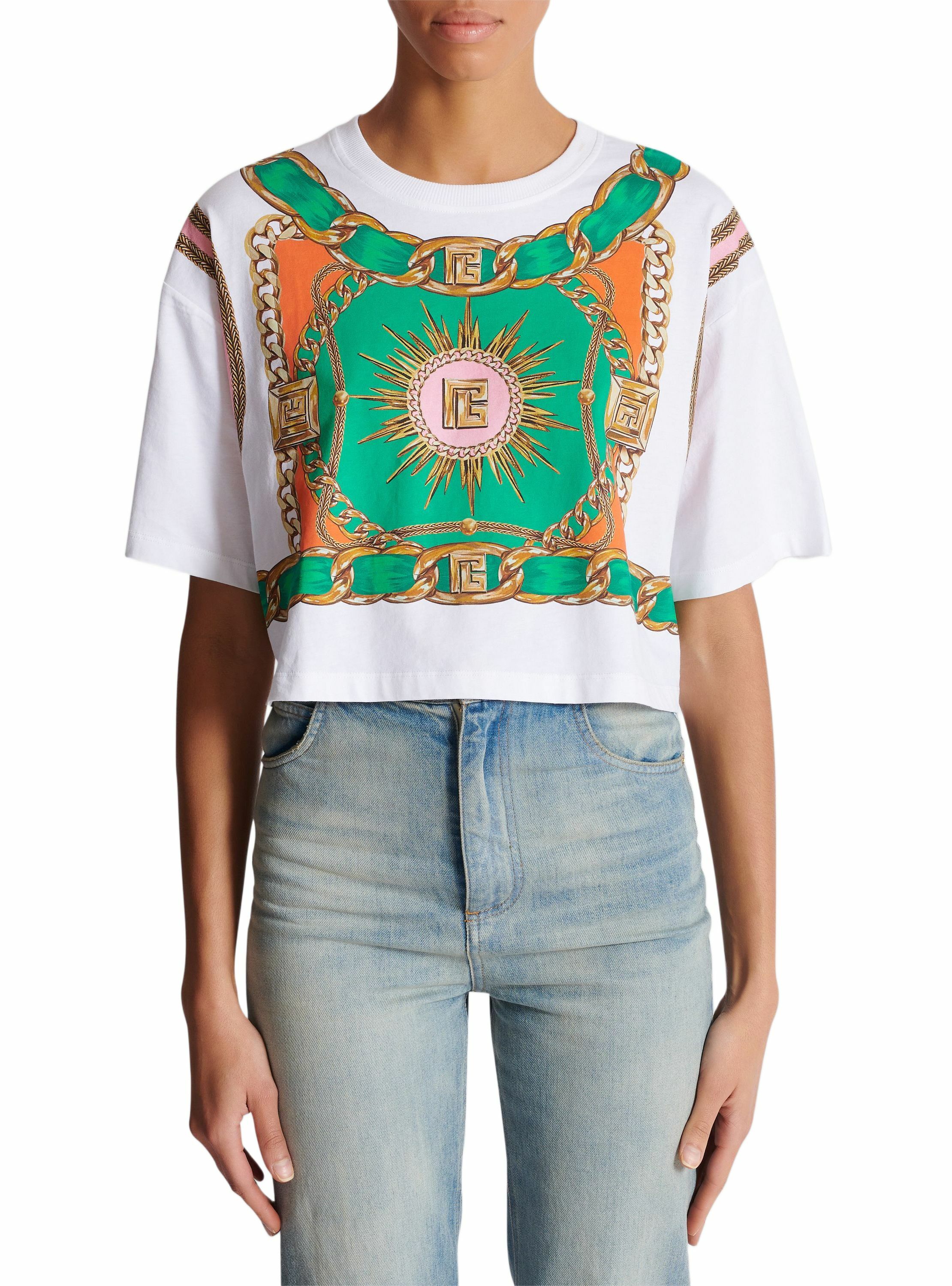 T-shirt court imprimé balmain foulard BALMAIN Multicolore