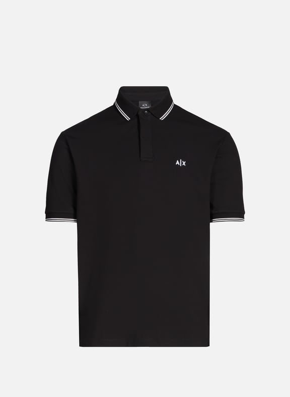 Short-sleeved polo in blended cotton Black by ARMANI EXCHANGE ARMANI EXCHANGE Short-sleeved polo in blended cotton Black