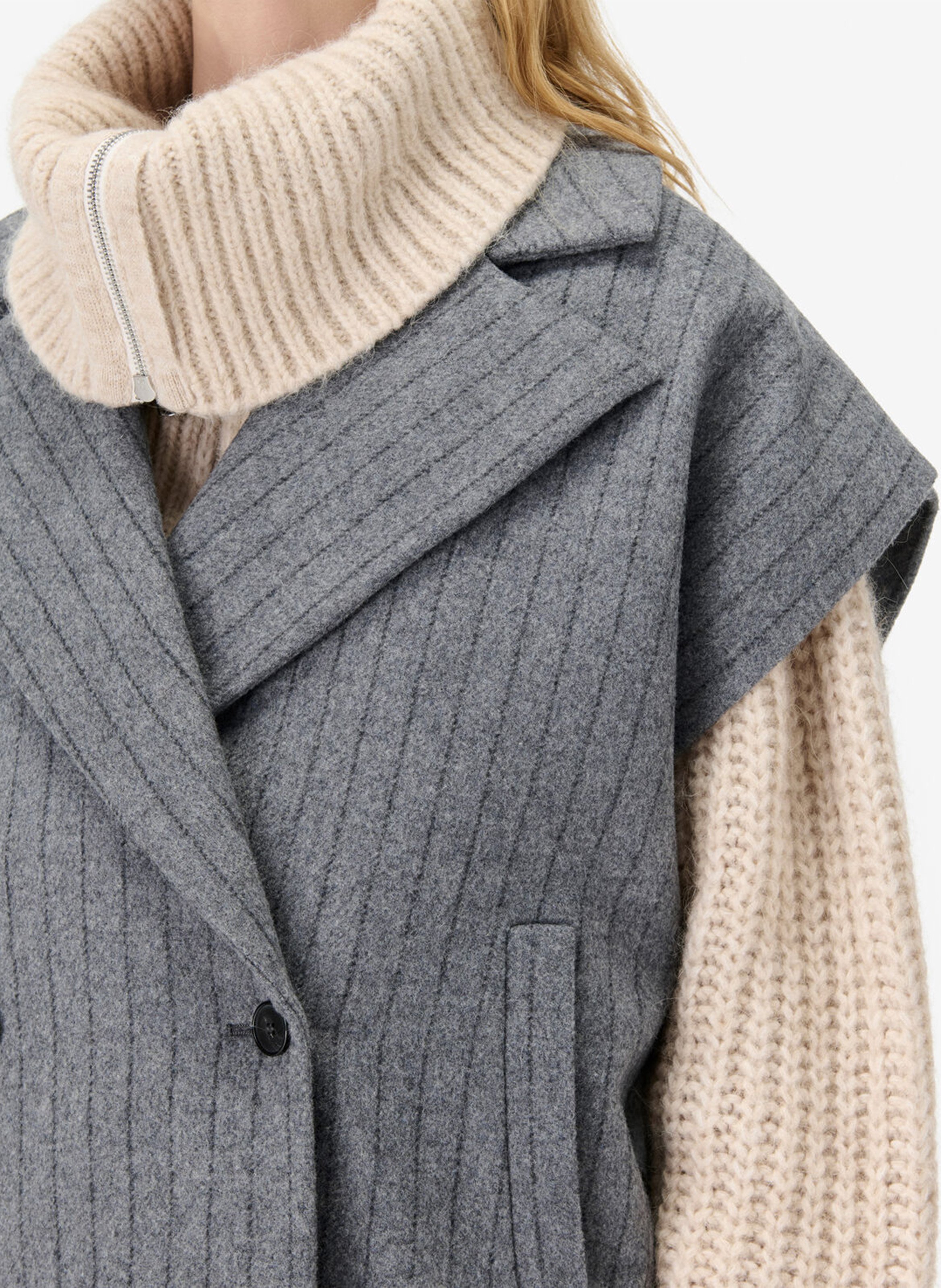 Veste col tailleur en laine mélangée nestia IRO Gris