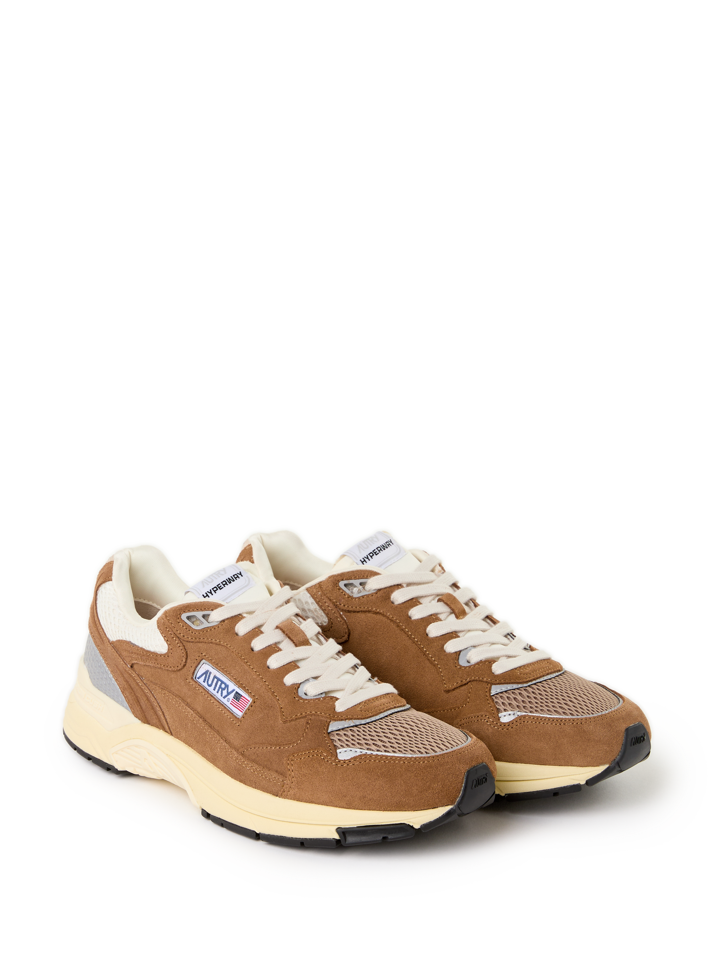 Mixed leather bi-material sneakers AUTRY Brown
